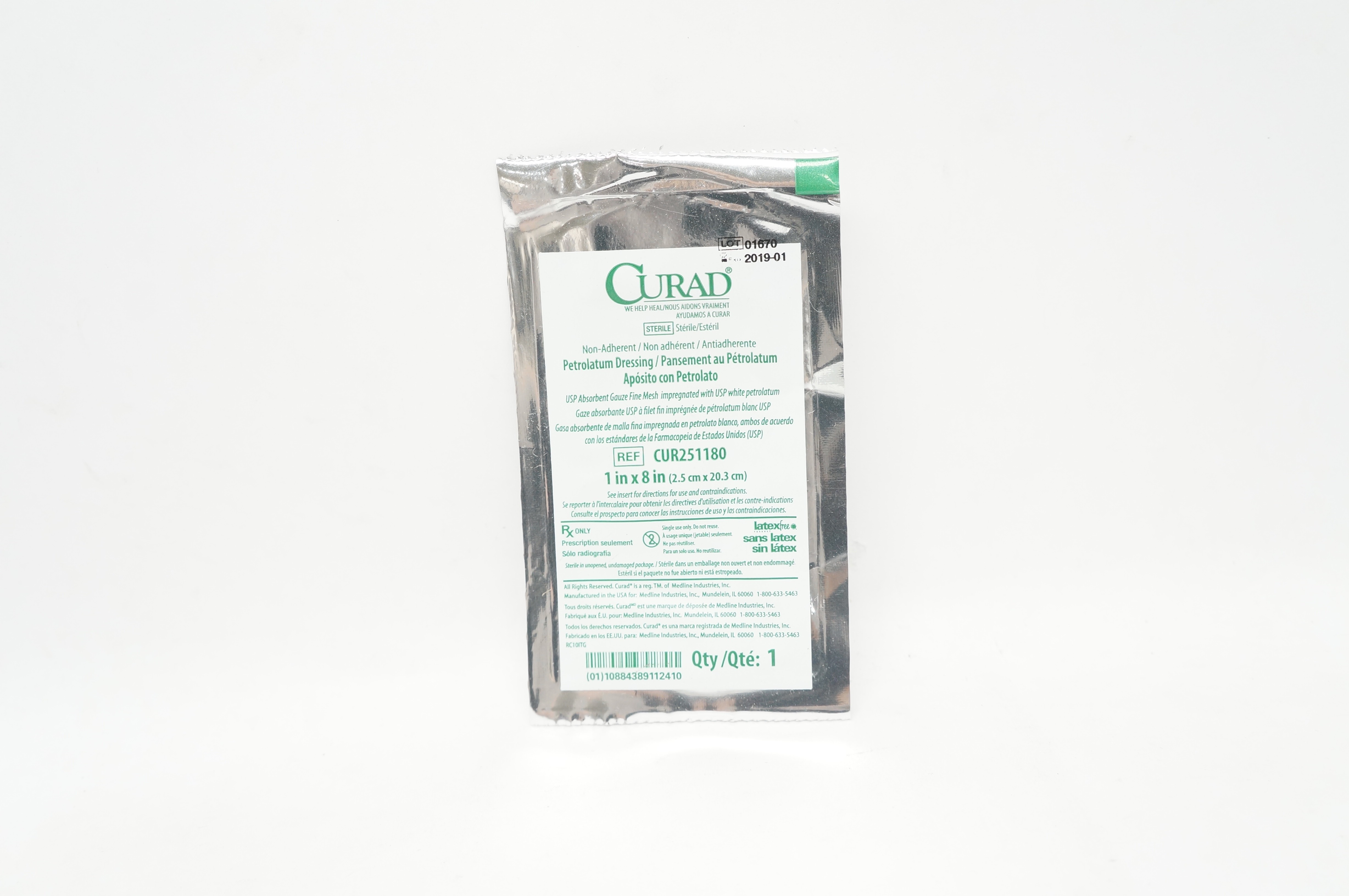 Curad CUR251180 Petrolatum Dressing 1inch x 8inch (x)