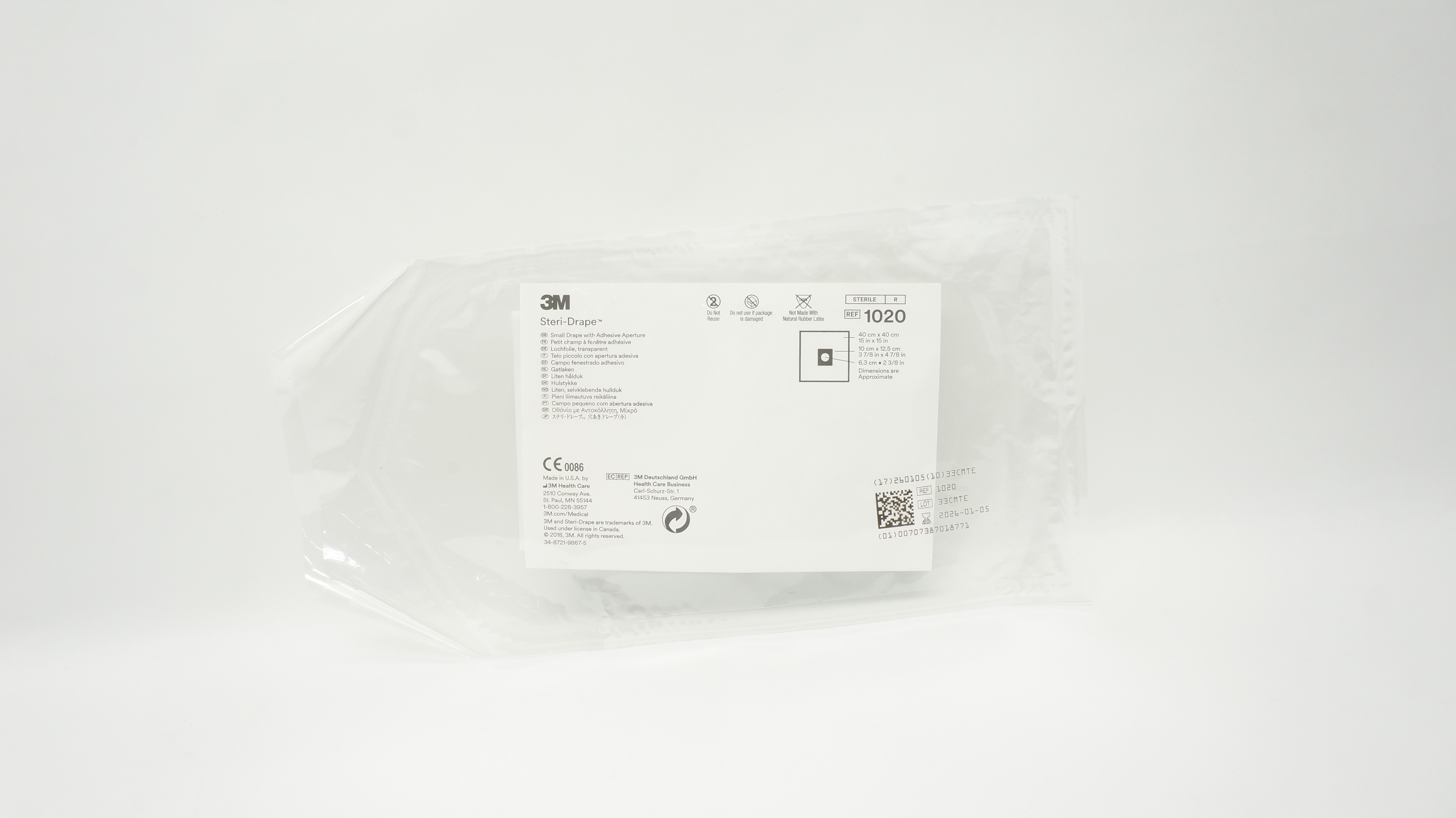 3M 1020 Steri-Drape Small Drape with Adhesive Aperture 15inch x 15inch