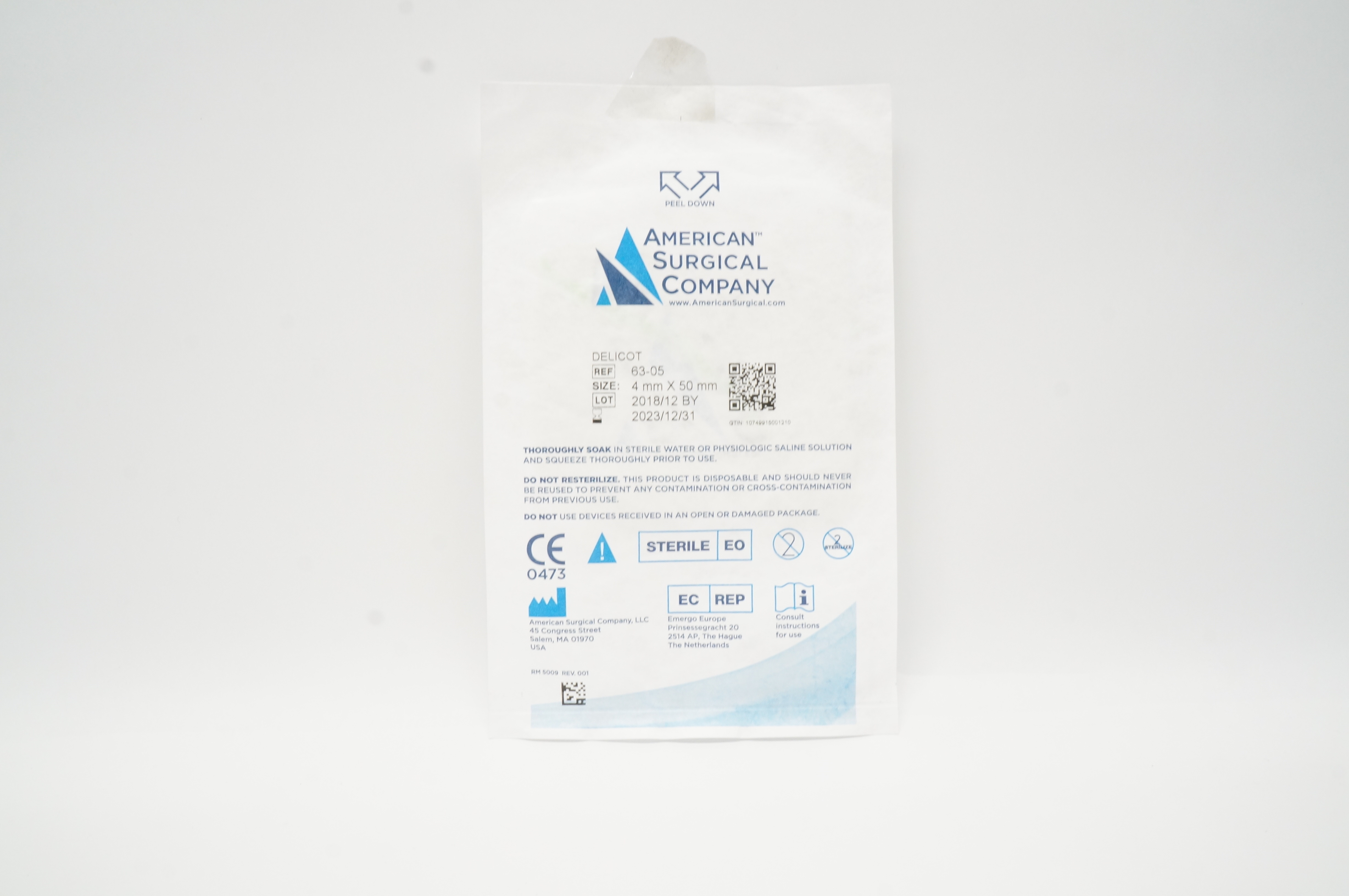 American Surgical Sponges 63-05 Delicot 4mm x 50mm