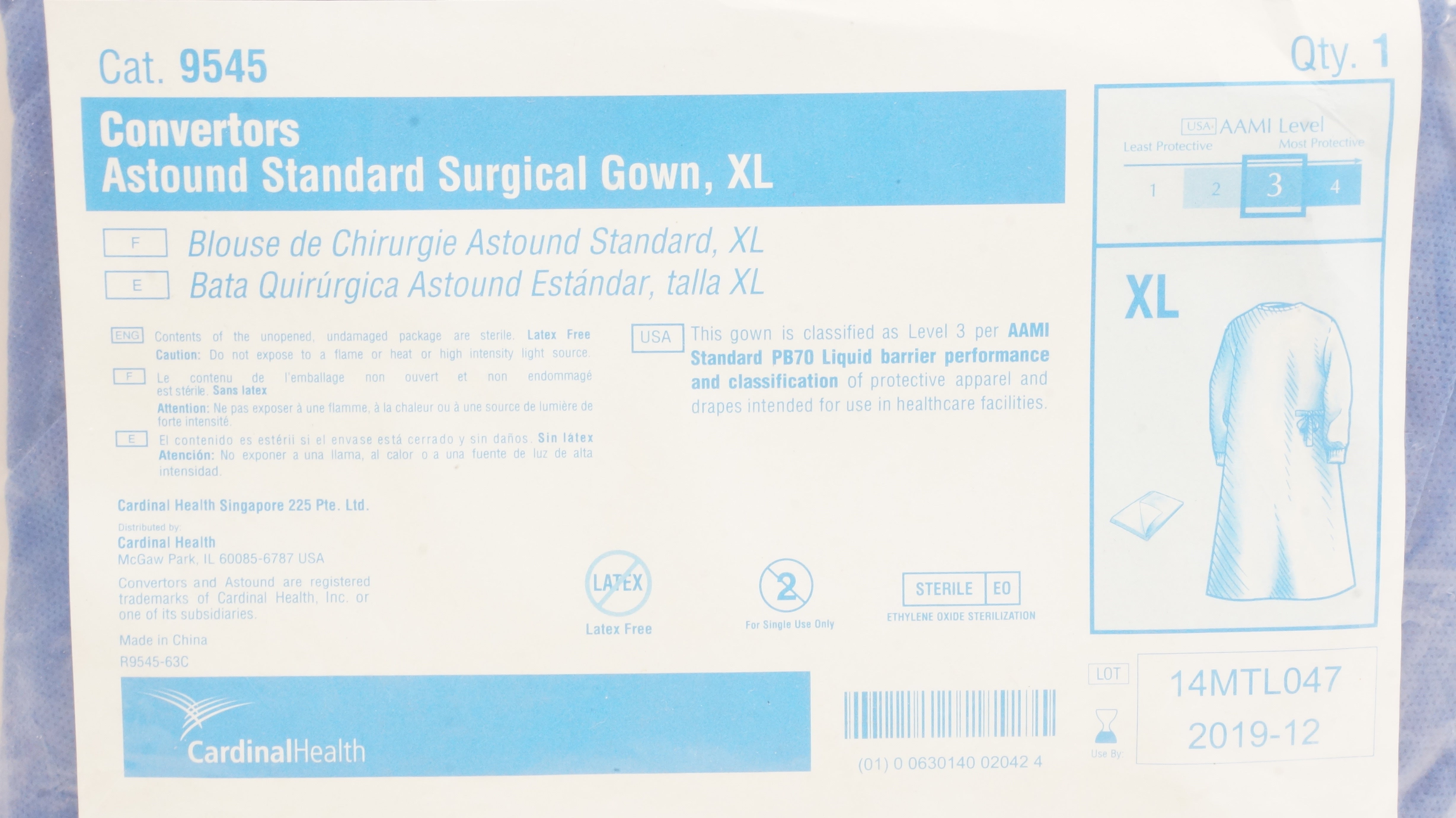 Cardinal Health 9545 Convertors Astound Standard Surgical Gown XL (x)