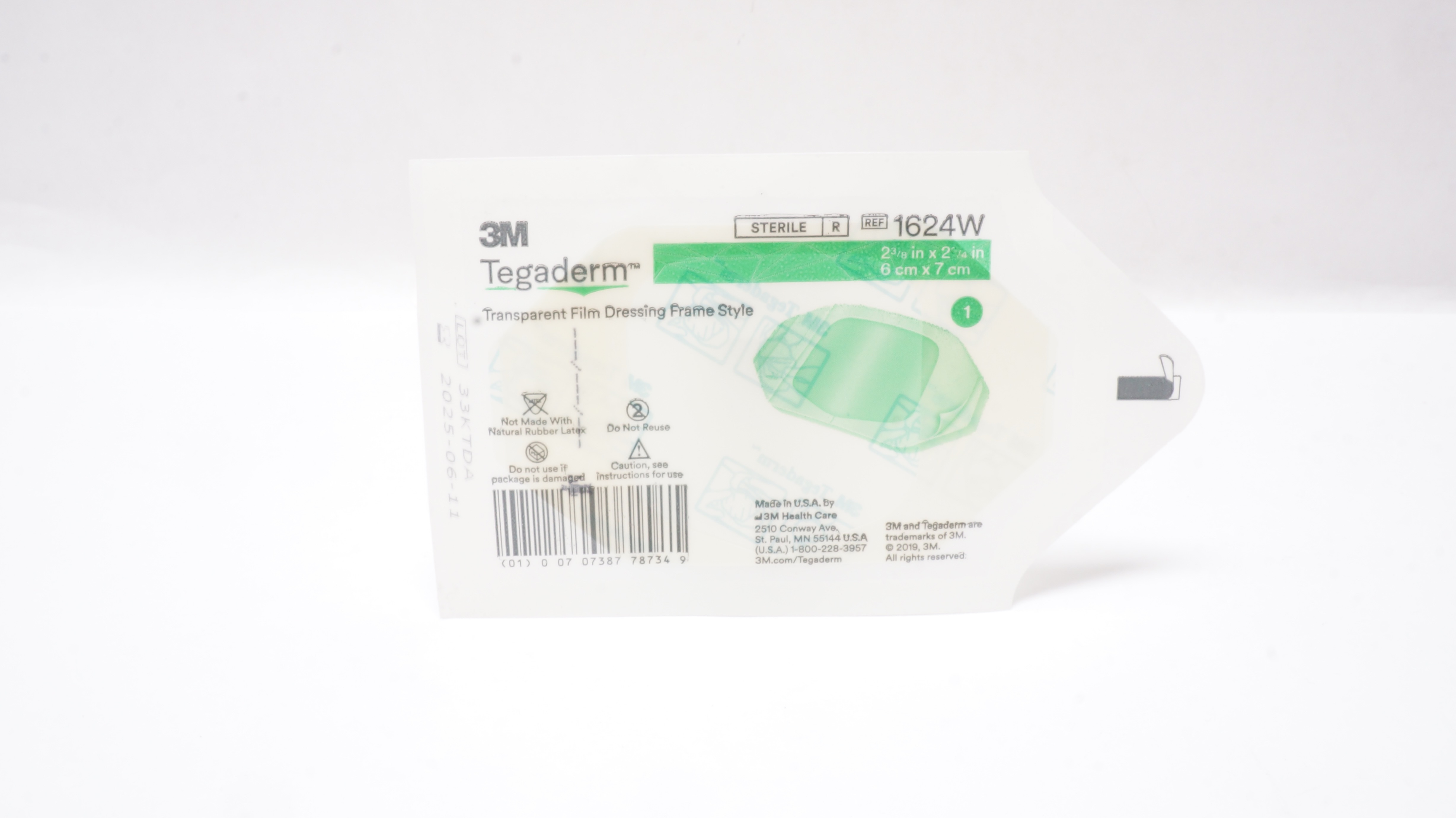 3M 1624W Tegaderm Transparent Film Dressing Frame Style 2-3/8 x 2-3/4 inch
