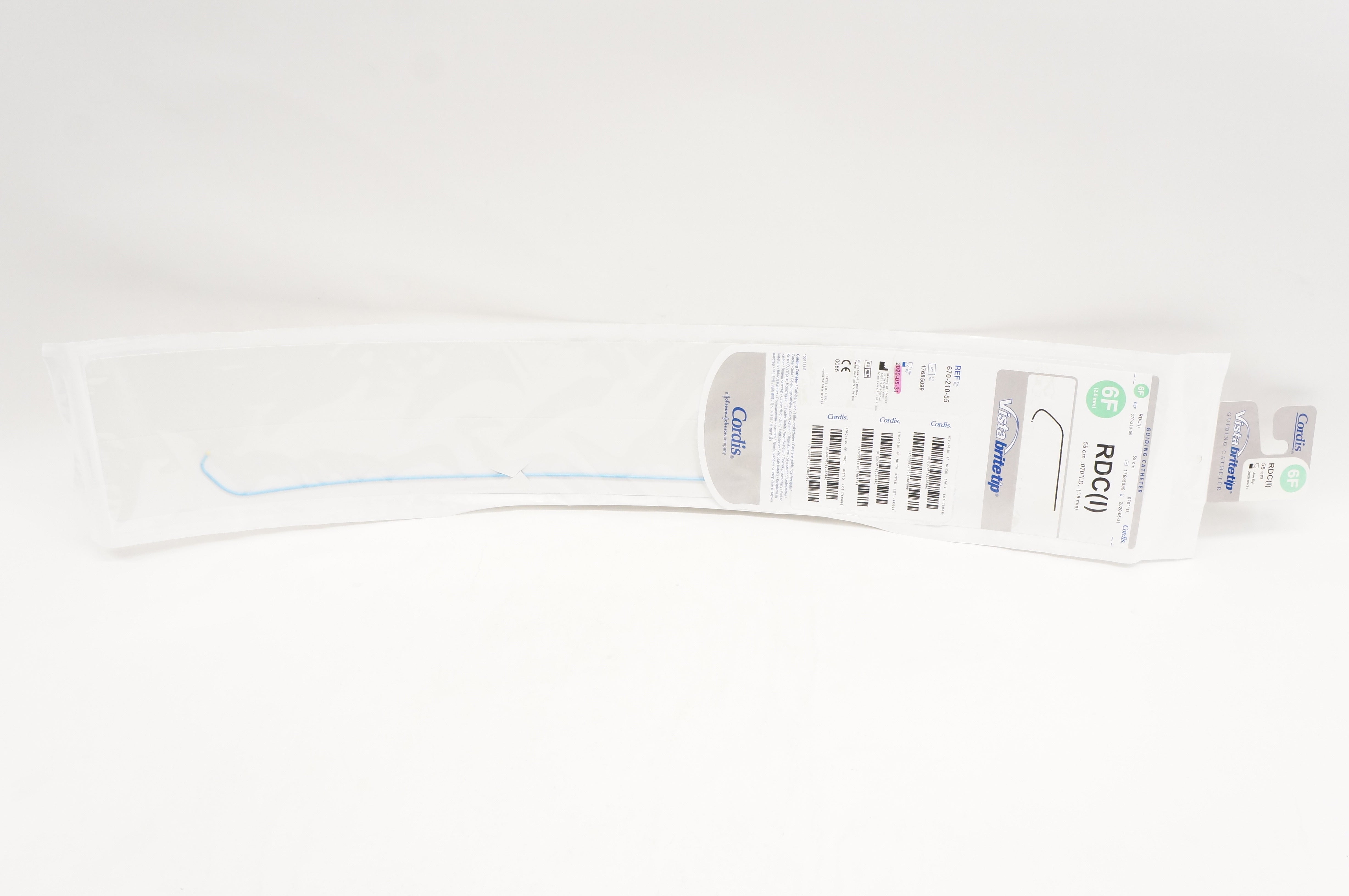 Cordis 670-210-55 Vista Brite Tip Guiding Cath. RDC (I) 6F x 55cm x .070inch (x)