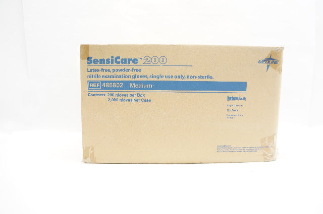 Medline 486802 SensiCare200 Nitrile Examination Gloves, Medium - Case of 2000