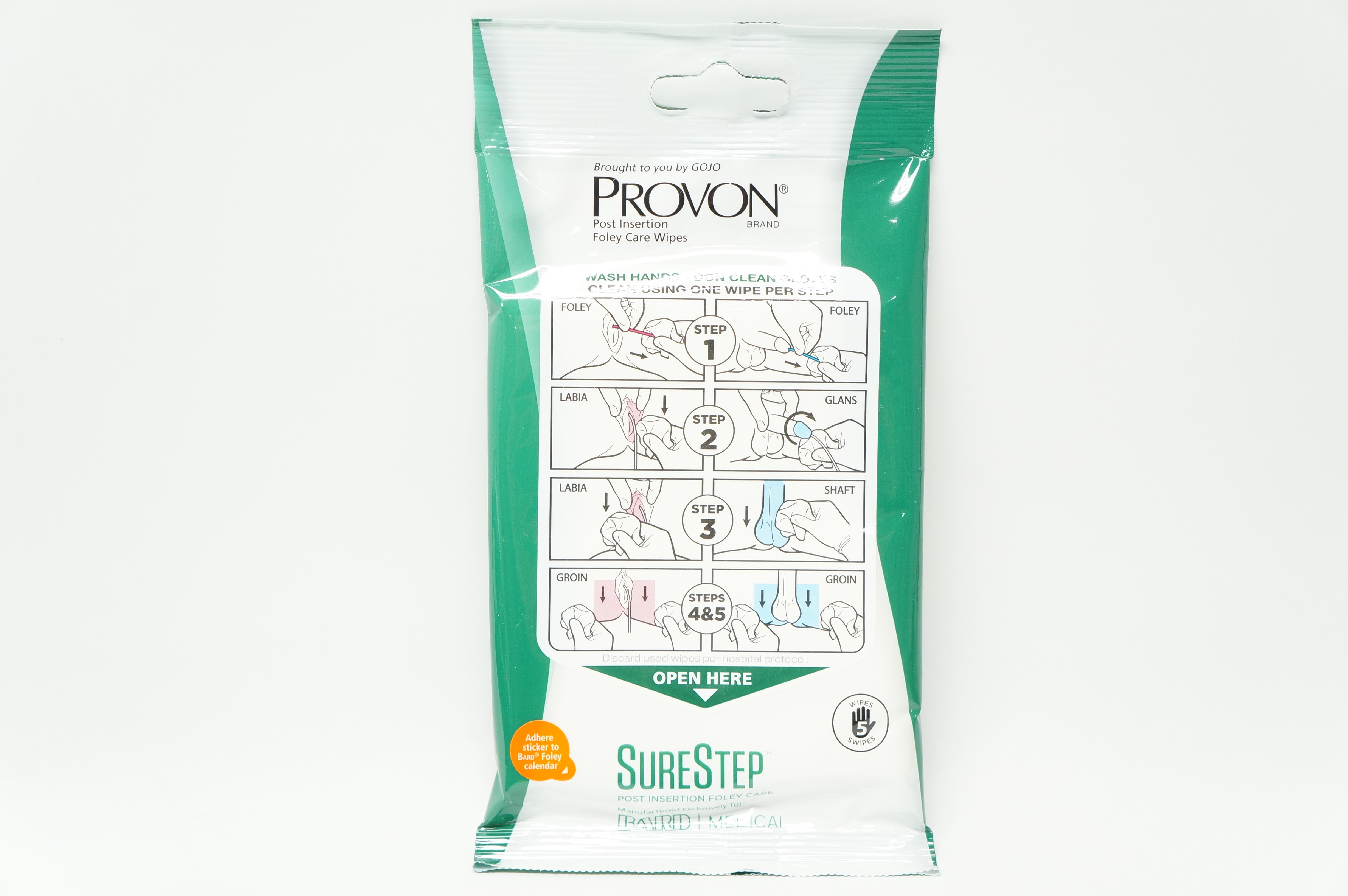 Bard DFC100 SURESTEP Post Insertion Foley Care Wipes 7.9 x 7.9in. (x)