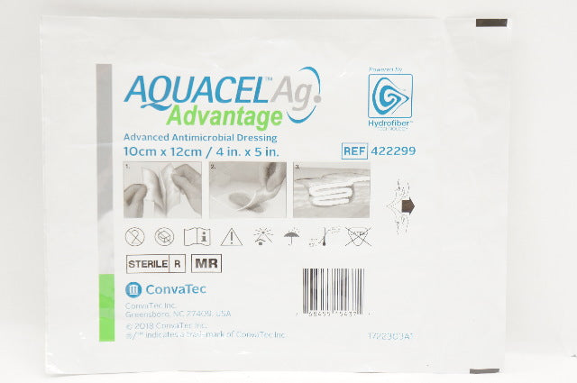 ConvaTec 422299 Aquacel Ag Advanced Antimicrobial Dressing 4 x 5inch