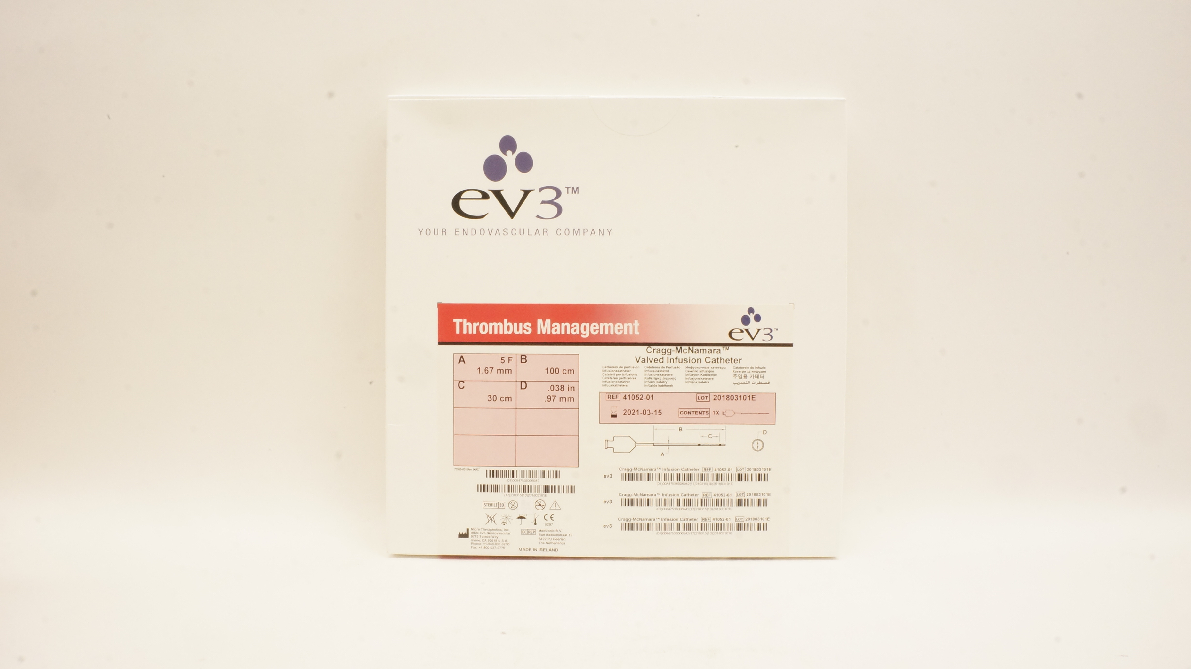 ev3 Neurovascular 41052-01 Cragg-McNamara Valved Infusion Cath. 5F x 1.67mm (x)