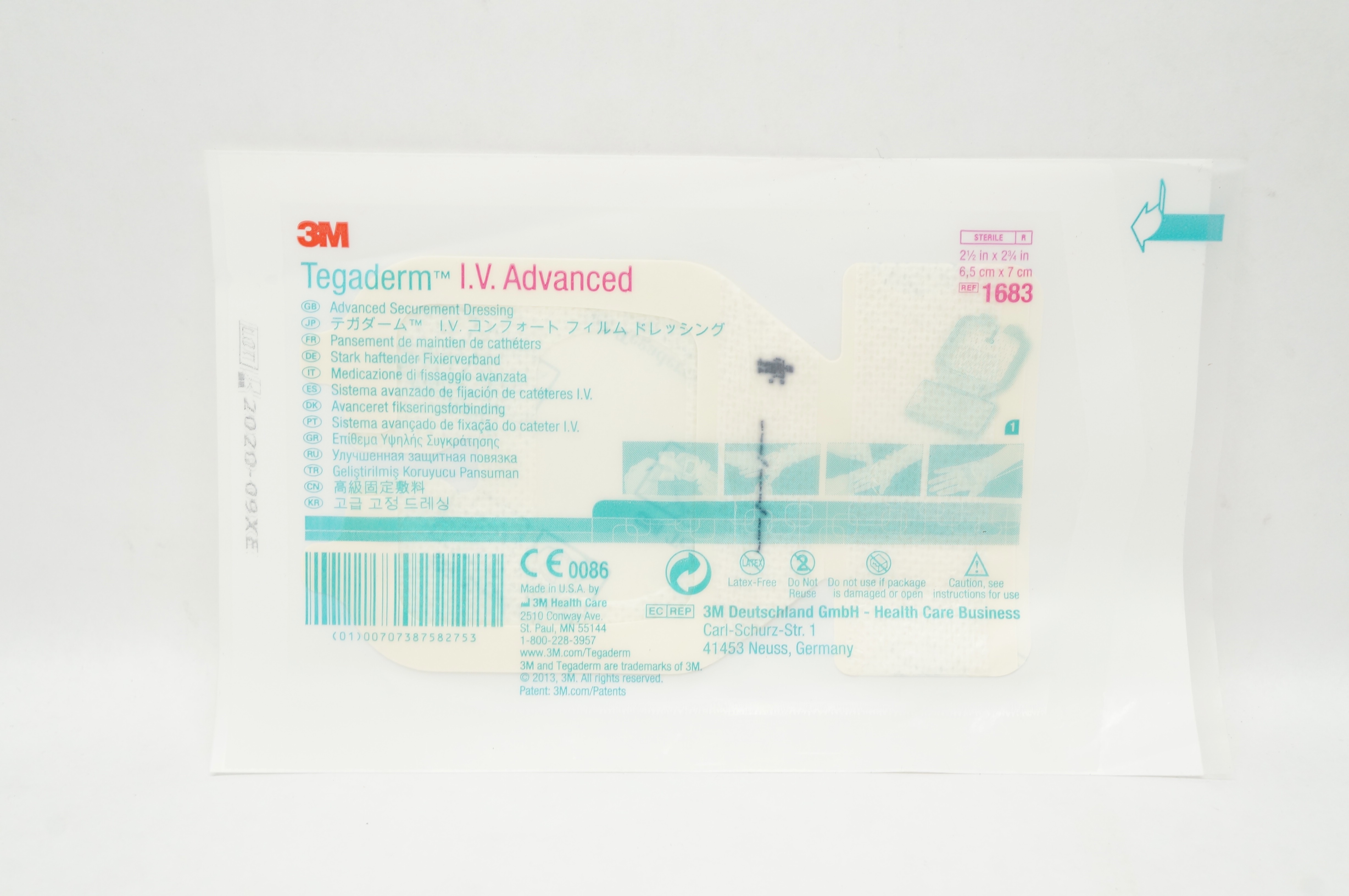 3M 1683 Tegaderm IV Advanced Securement Dressing 2-1/2inch x 2-3/4inch (x)