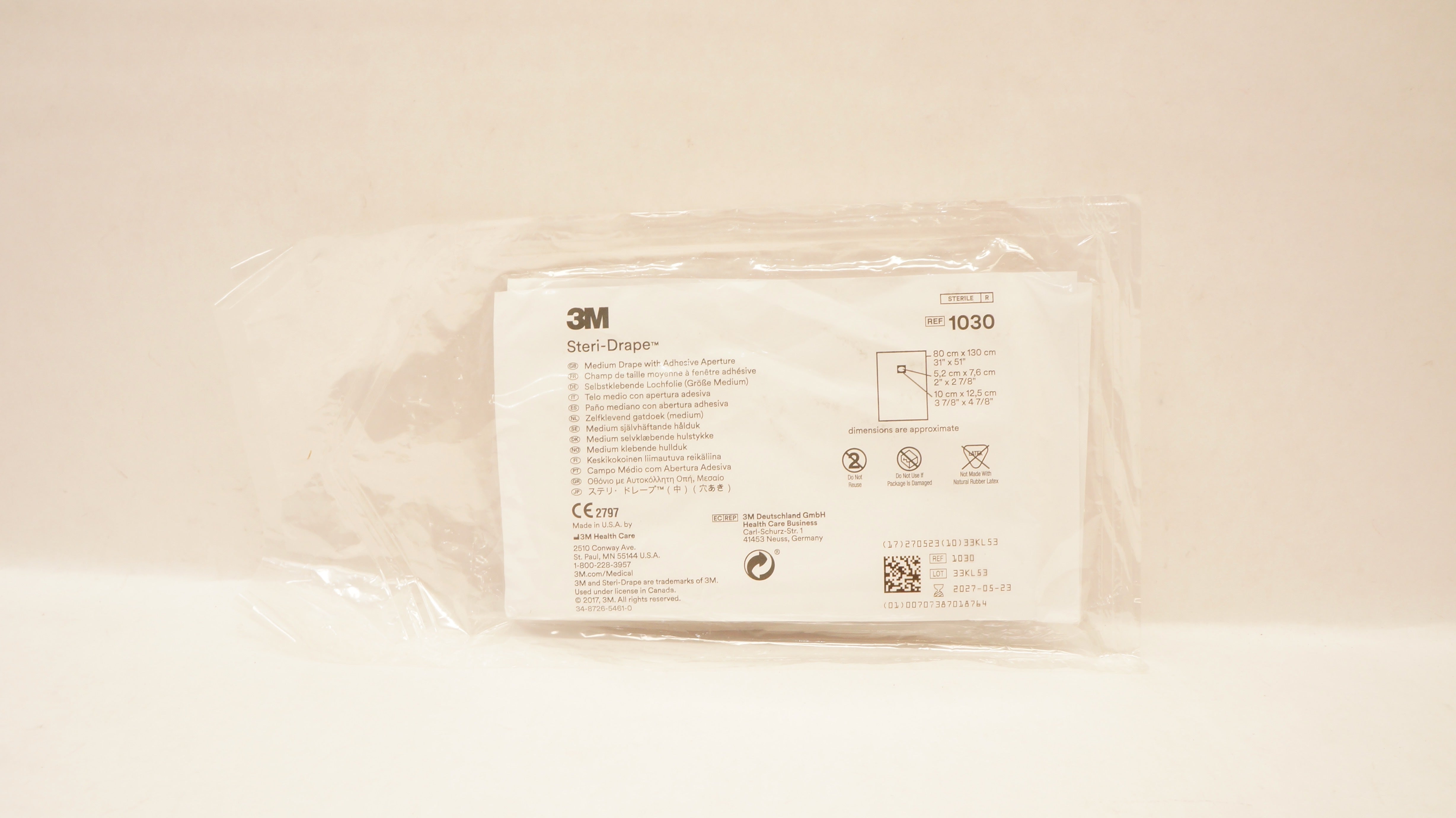 3M 1030 Steri-Drape Medium 31inch x 51inch 2inch x 2-7/8inch