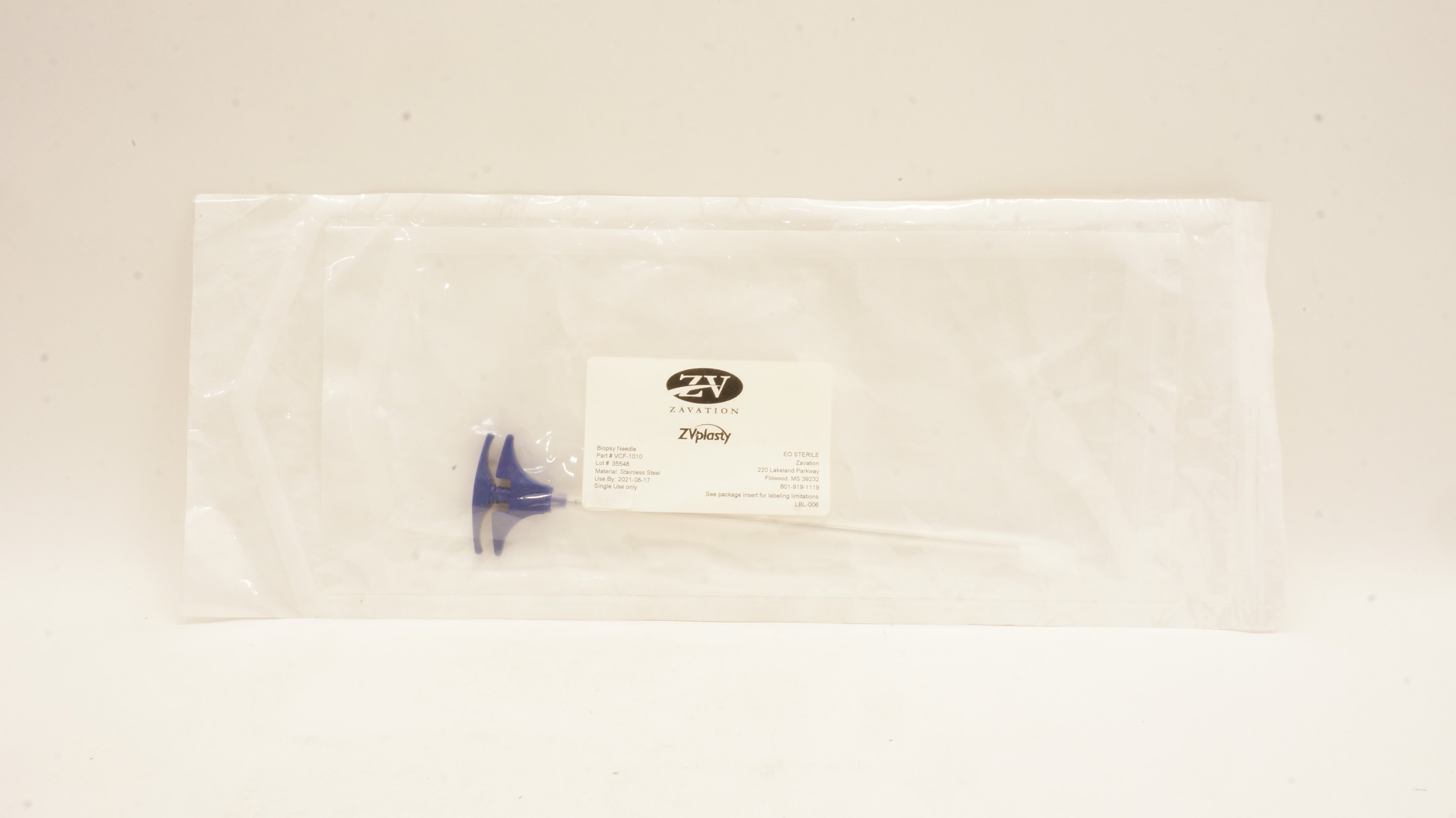 Zavation VCF-1010 ZVplasty Biopsy Ndle Stainless Steel