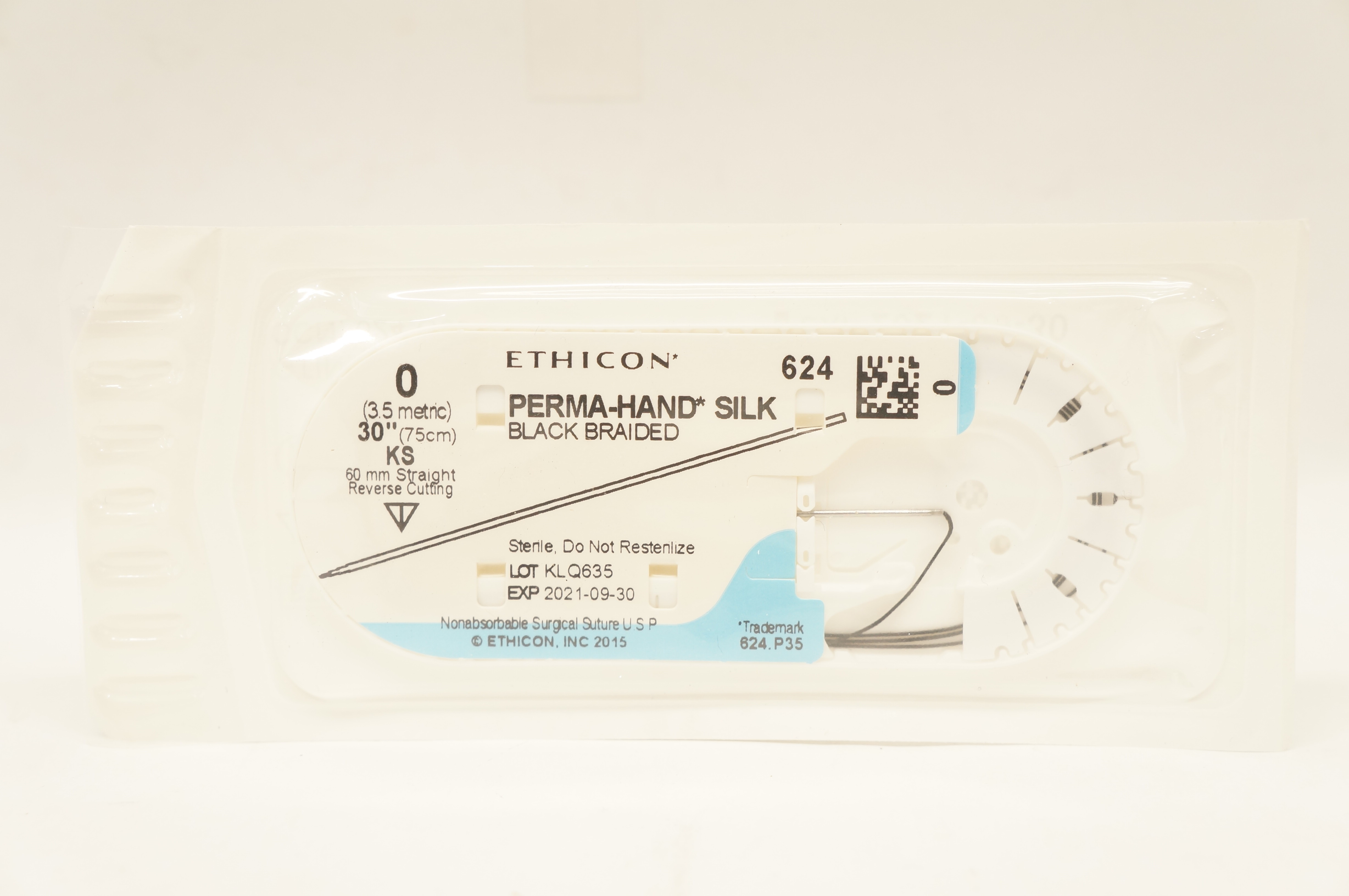 Ethicon 624 0 PERMA-HAND SILK Stre, KS 60mm Straight Reverse Cutting, 30inch (x)