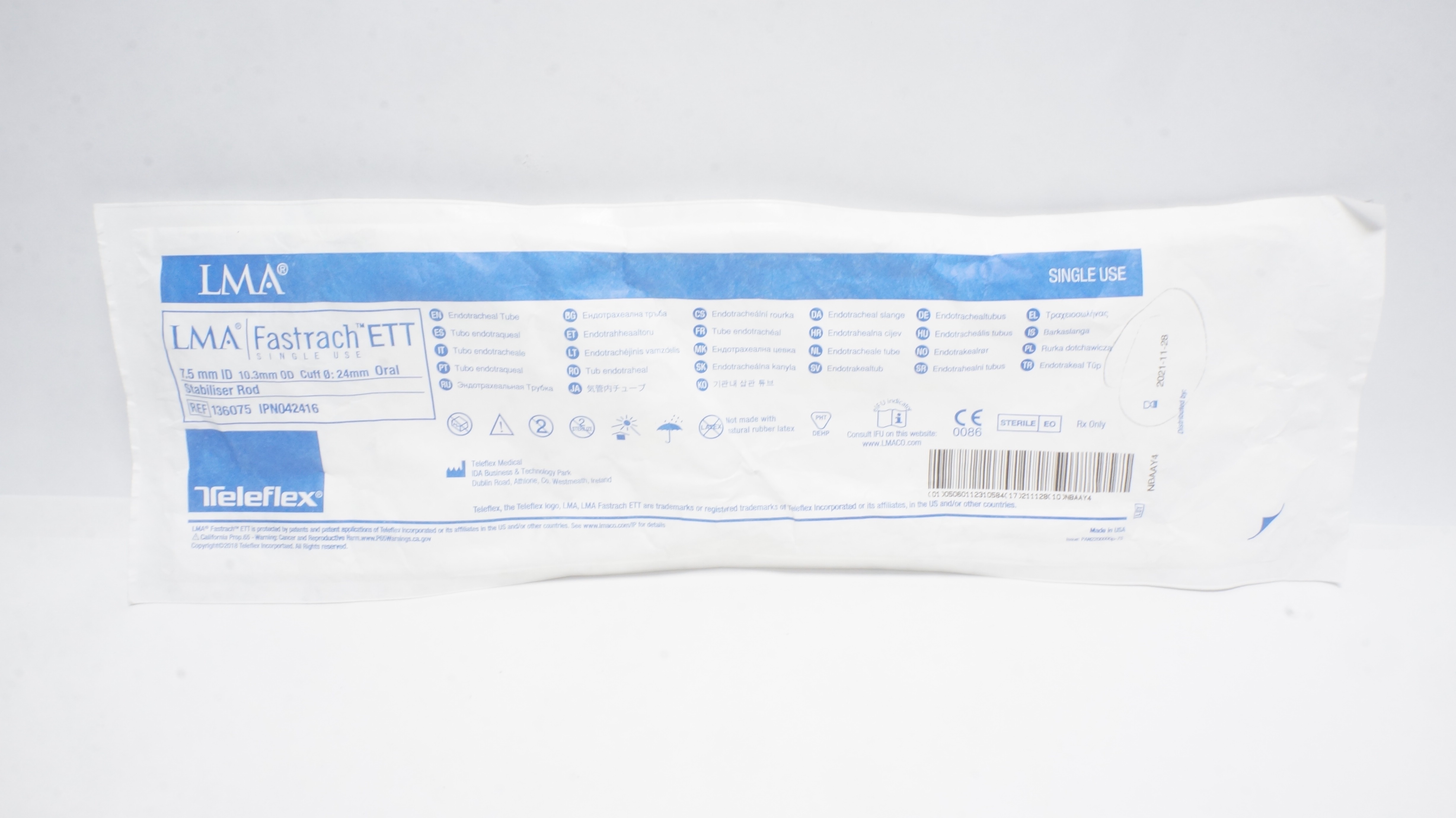Teleflex 136075 LMA Endotracheal Tube Stabilizer Rod 7.5mm x 10.3m x 24mm (x)