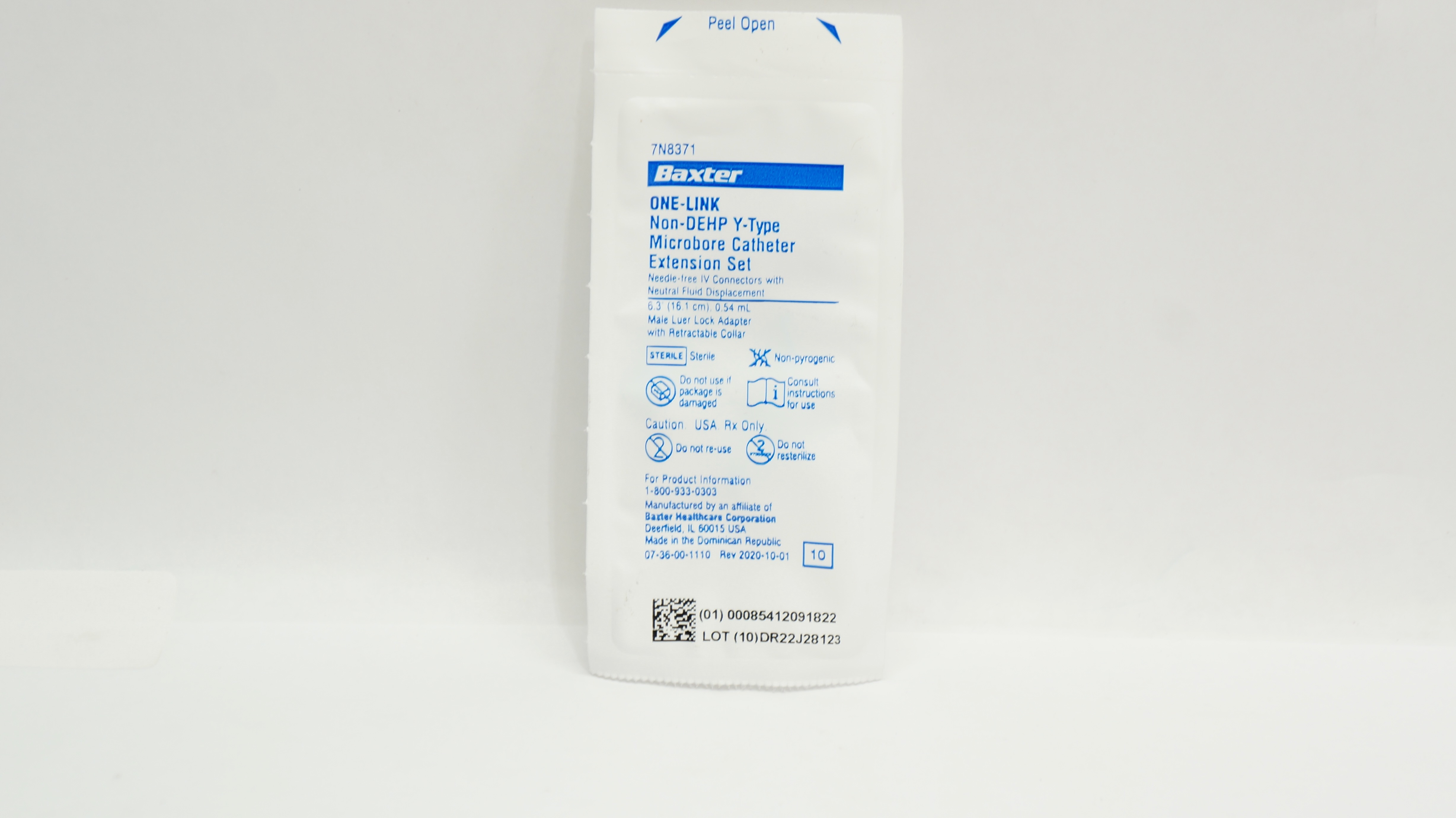 Baxter 7N8371 One-Link Y-Type Microbore Cath. Extension Set 6.3inch x 0.54mL