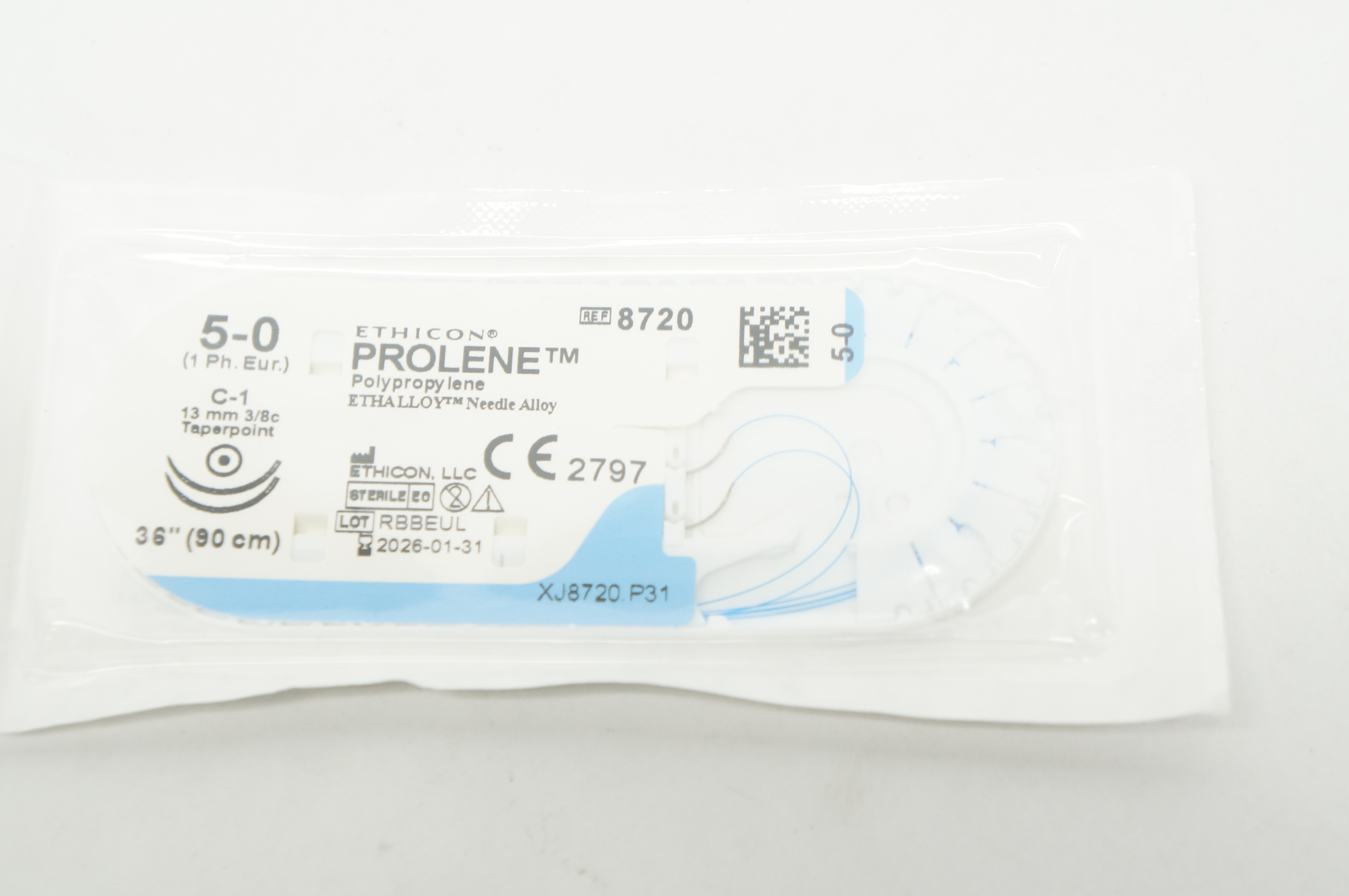 Ethicon 8720 5-0 PROLENE C-1 13mm 3/8c Taperpoint, 36inch