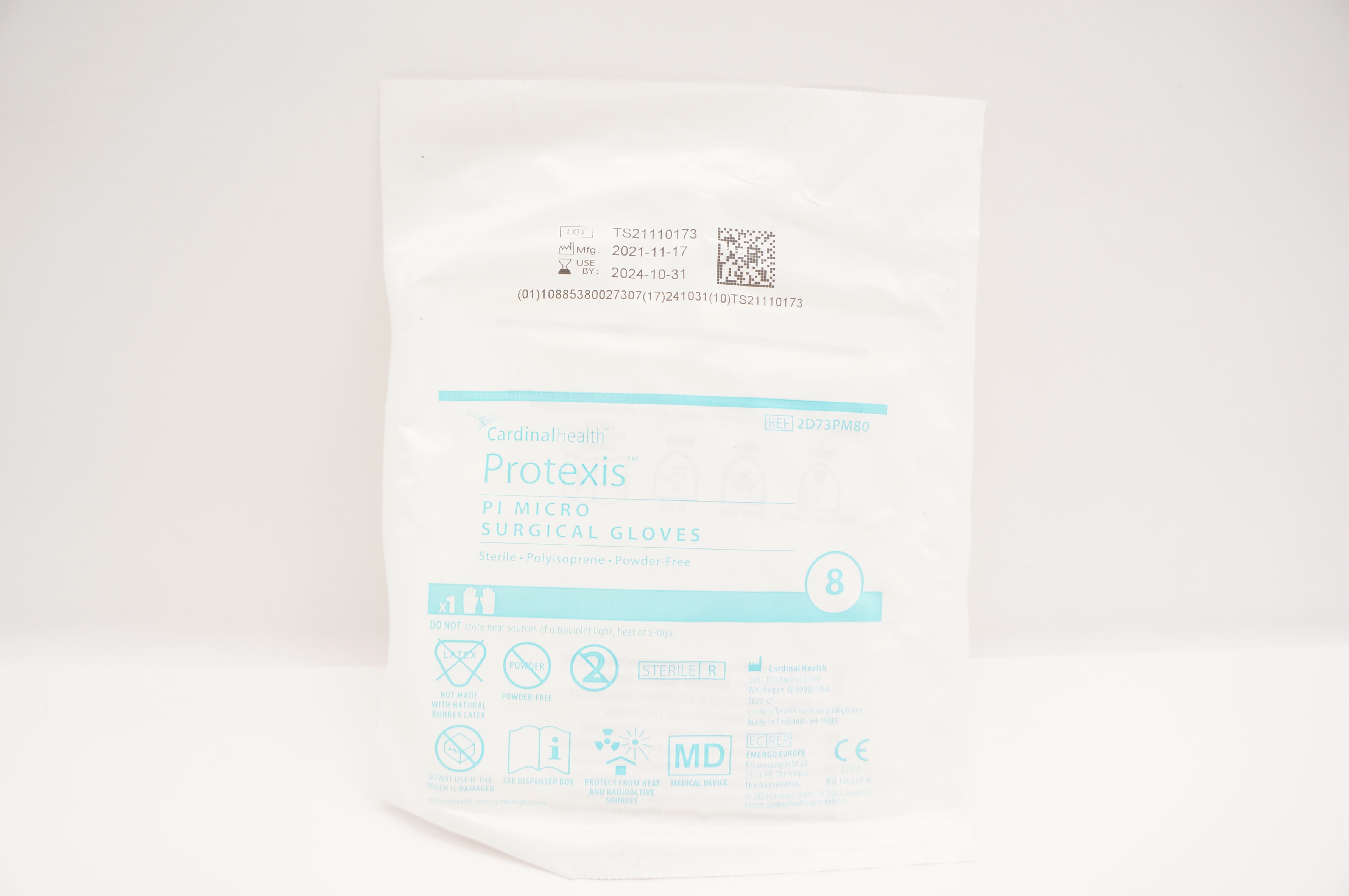 Cardinal Health 2D73PM80 Protexis Pl Micro Polyisoprene Surgical Gloves Size 8