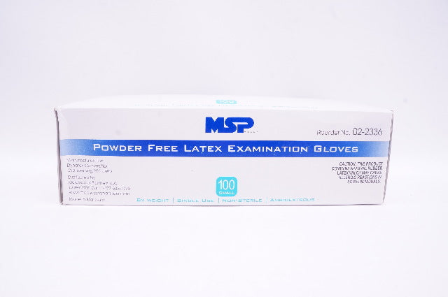 MSP 02-2336 Powder Free Latex Examination Gloves, Small - Box of 100