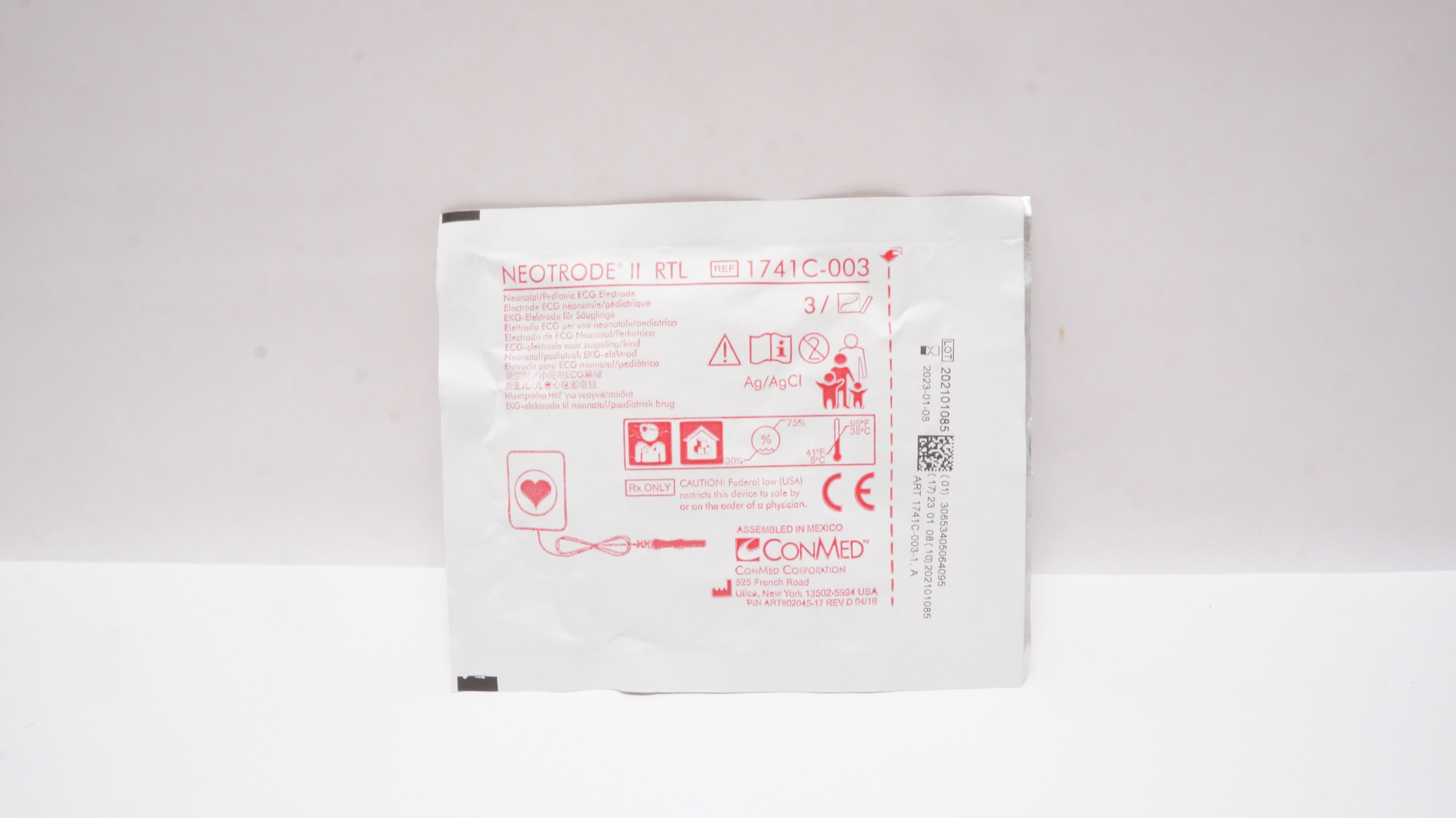 ConMed 1741C-003 Neotrode II RTL Neonatal/Pediatric ECG Electrode (x)- Pack of 3