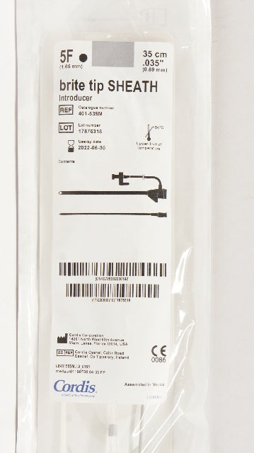 Cordis 401-535M Brite Tip Sheath Introducer 5F 35cm x .035inch (x)