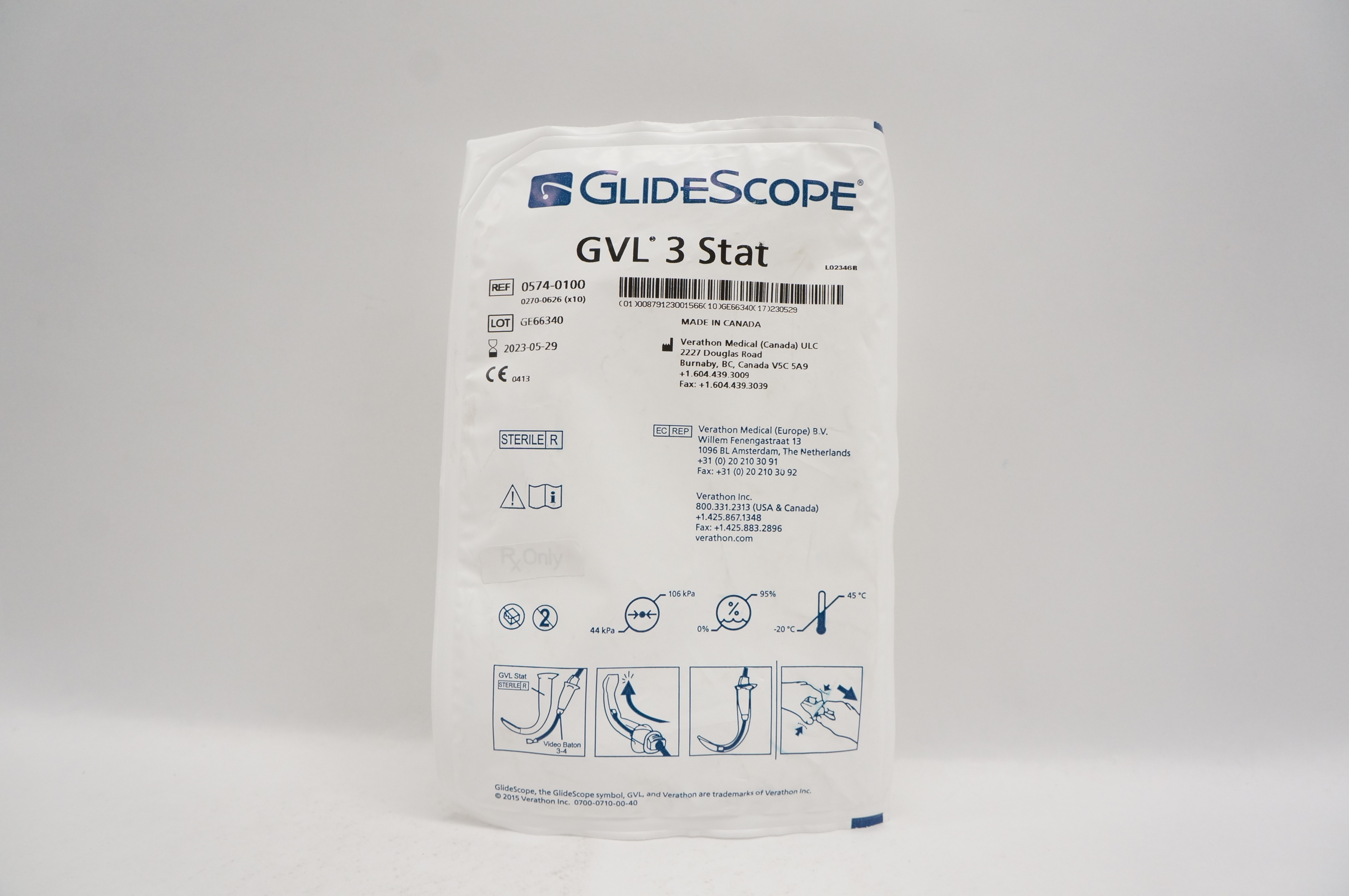 Verathon Medical 0574-0100 GlideScope  GVL 3 Stat