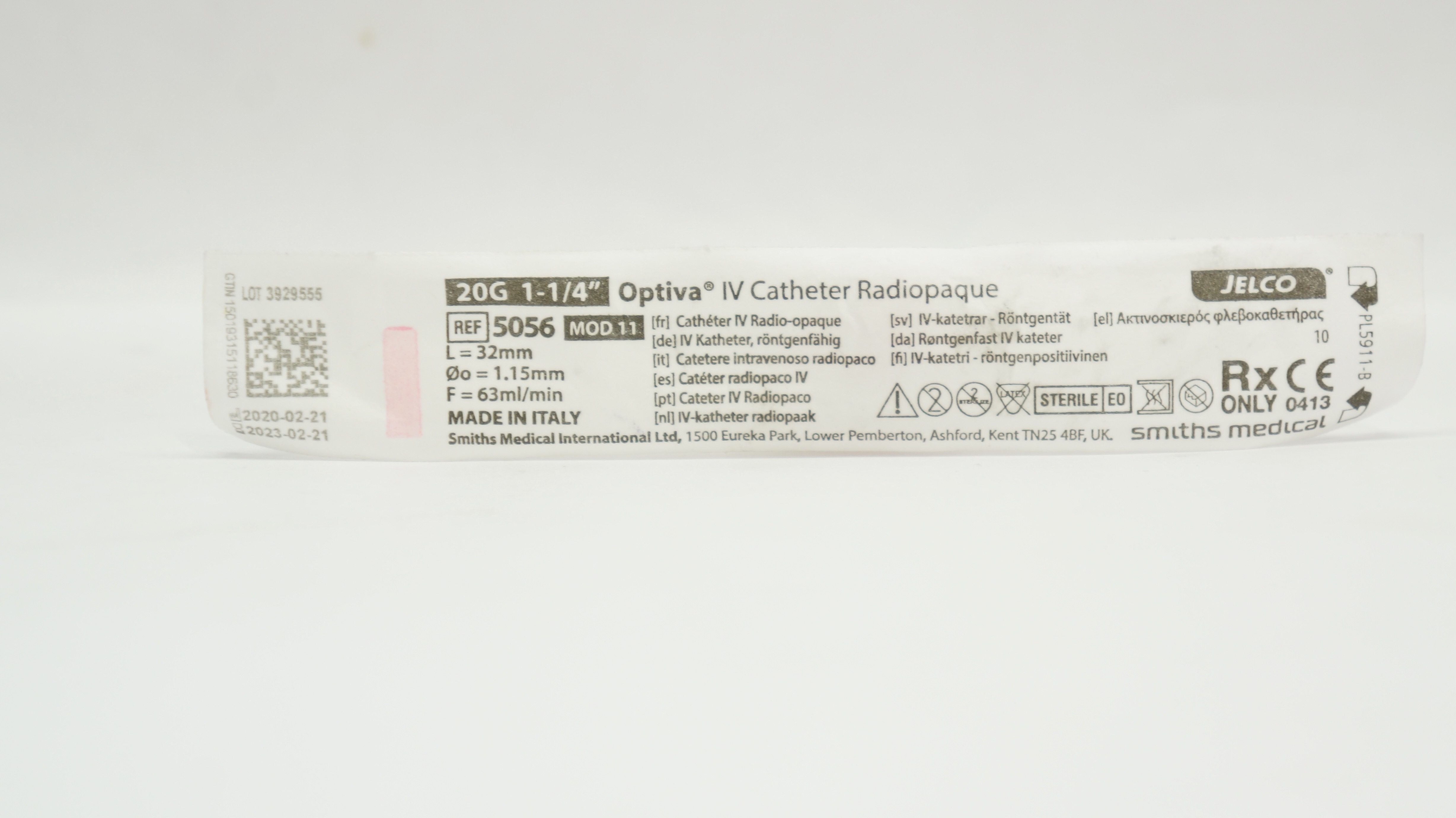 Smiths Medical 5056 Jelco Optiva IV Cath. Radiopaque 20G x 1-1/4inch (x)