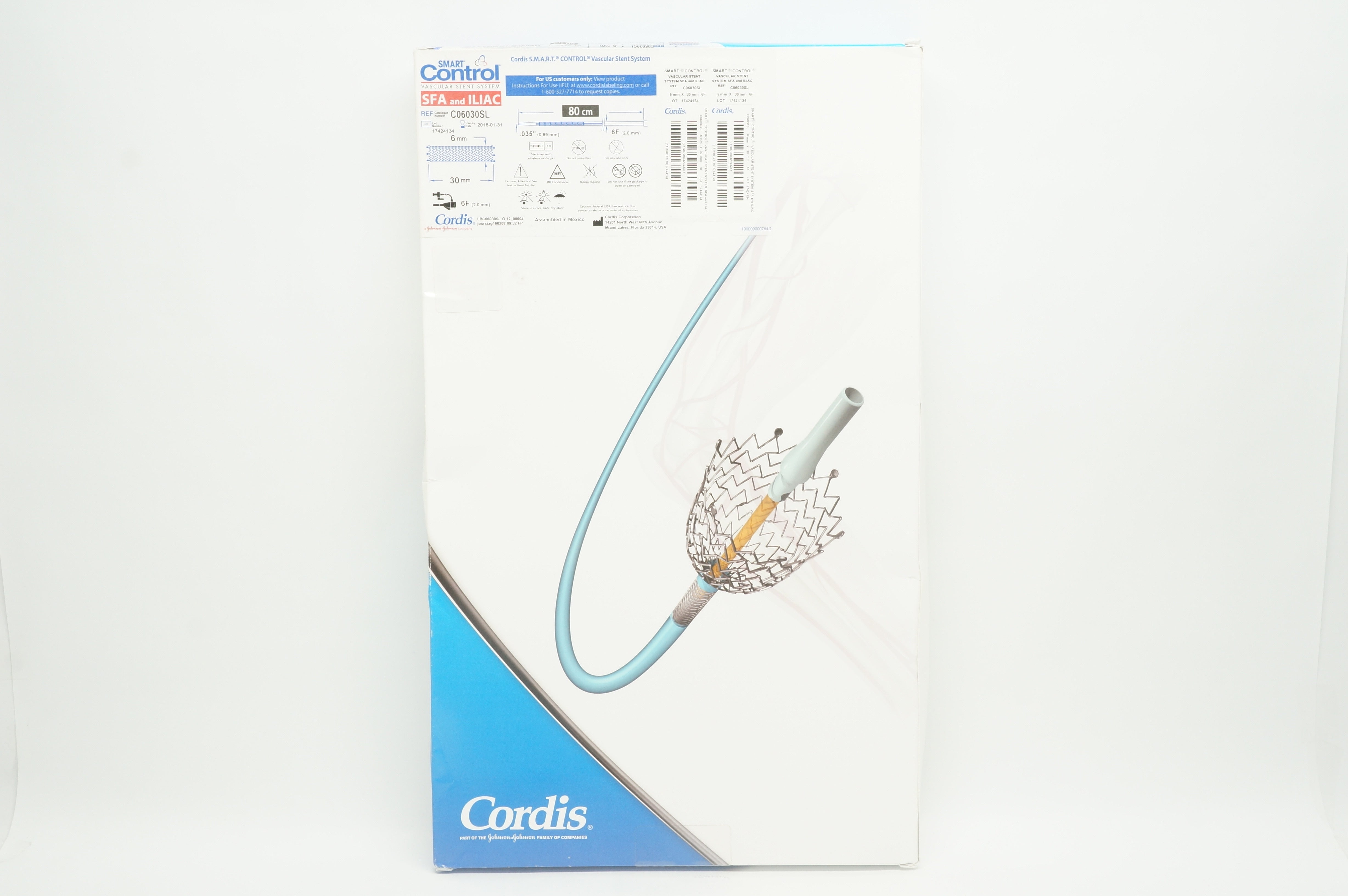 Cordis C06030SL SMART CONTROL Vascular Stent System 6mm x 30mm, 6F (x)