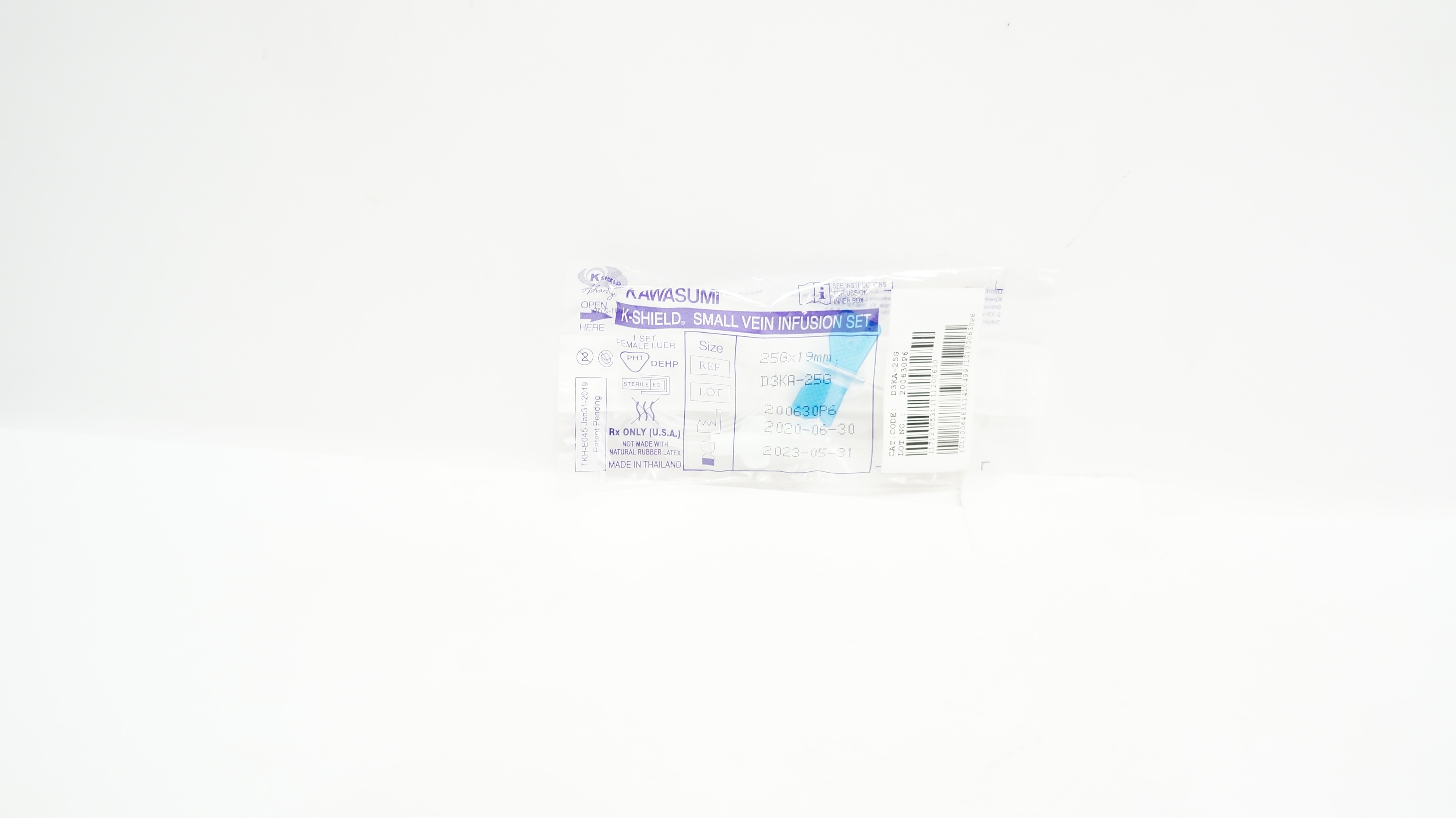 Kawasumi D3KA-25G K-Shield Small Vein Infusion Set 25G x 19mm (x)