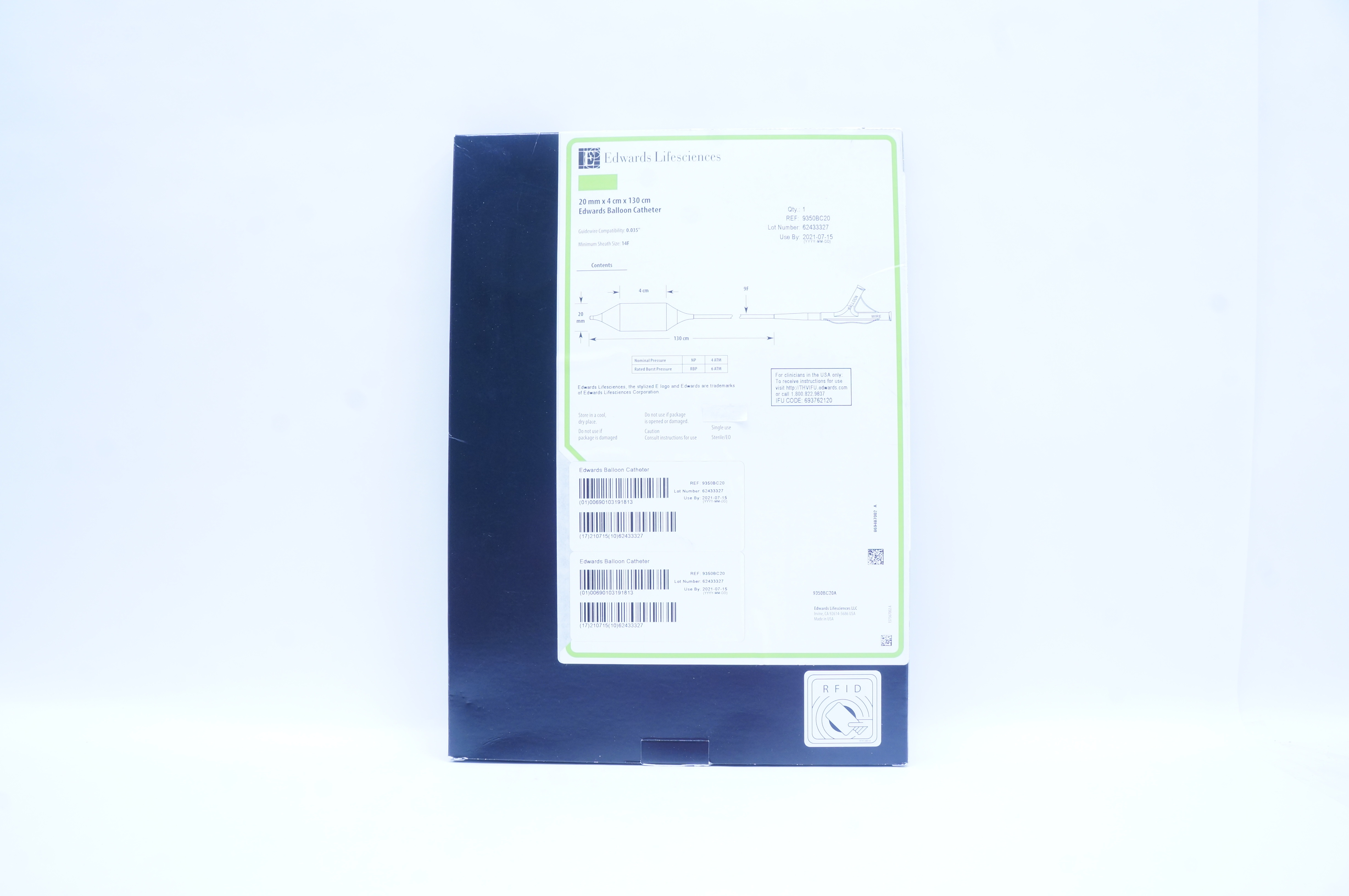 Edwards Lifesciences 9350BC20 Edwards  Balloon Cath. 20 mm x 4 cm 130 cm