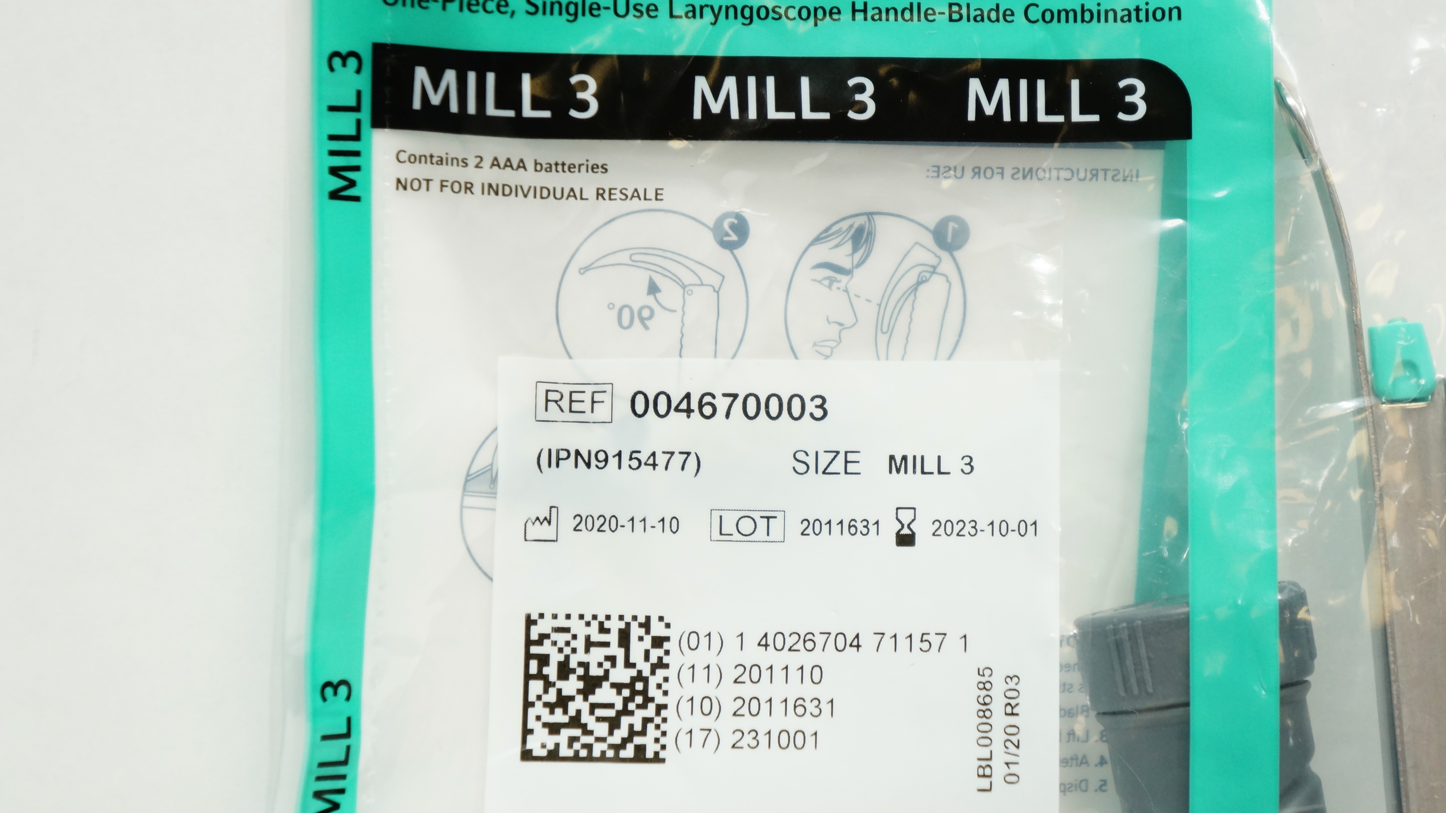 Teleflex 004670003 TruLite Secure Laryngoscope Handle-Blade Combination Mill3(x)