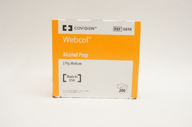 Covidien 6818 Webcol Alcohol Prep, 2Ply Medium - Box of 200