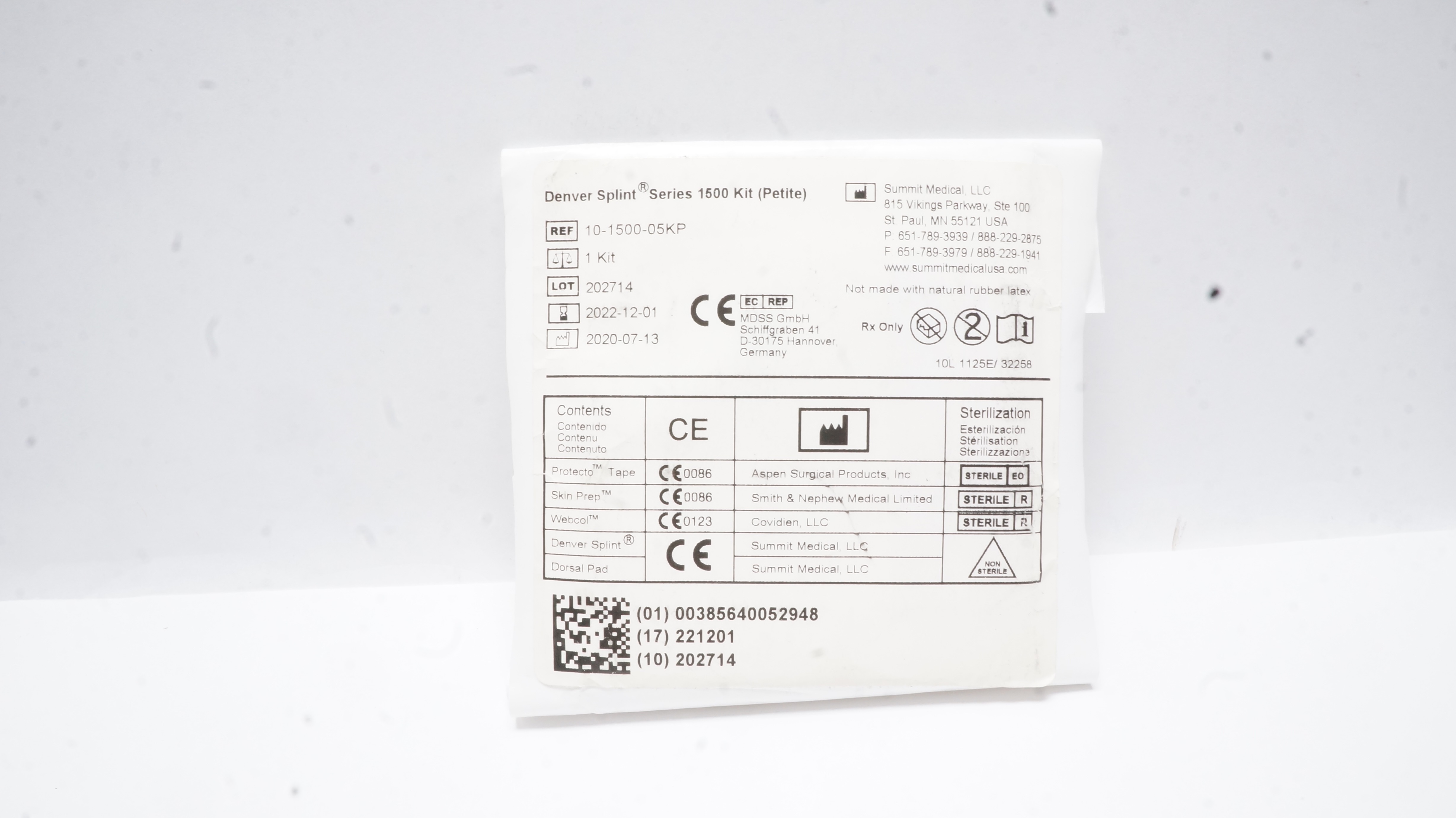 Summit Medical 10-1500-05KP Denver External Nasal Splint Kit 1500 (x)