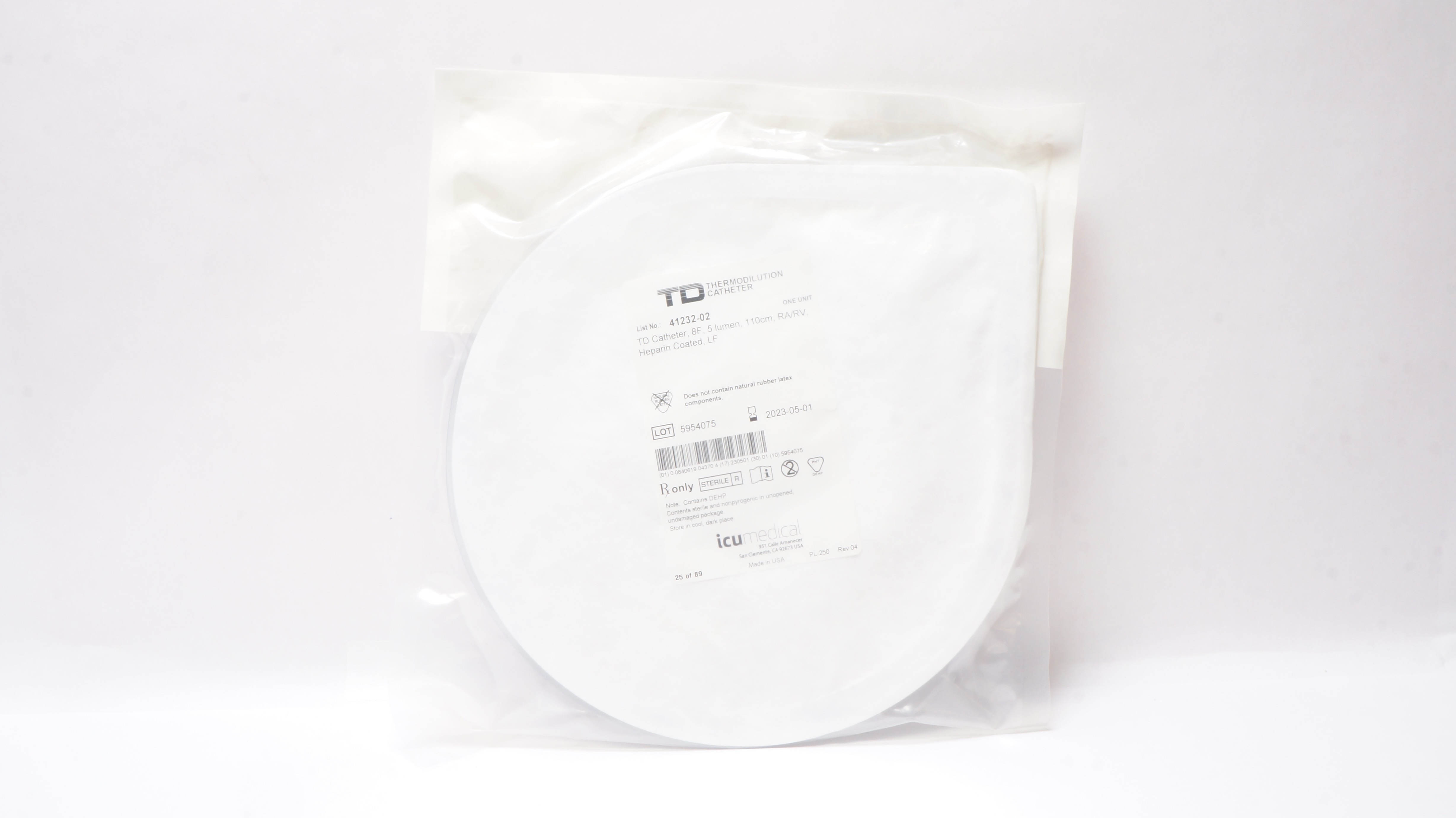 ICU Medical 41232-02 Thermodilution Cath. Heparin Coated 8F x 110cm (x)