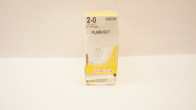 Ethicon N863H 2-0 PLAIN GUT, CT-3,  22mm 1/2c Taper, 27inch (x) - Box of 35