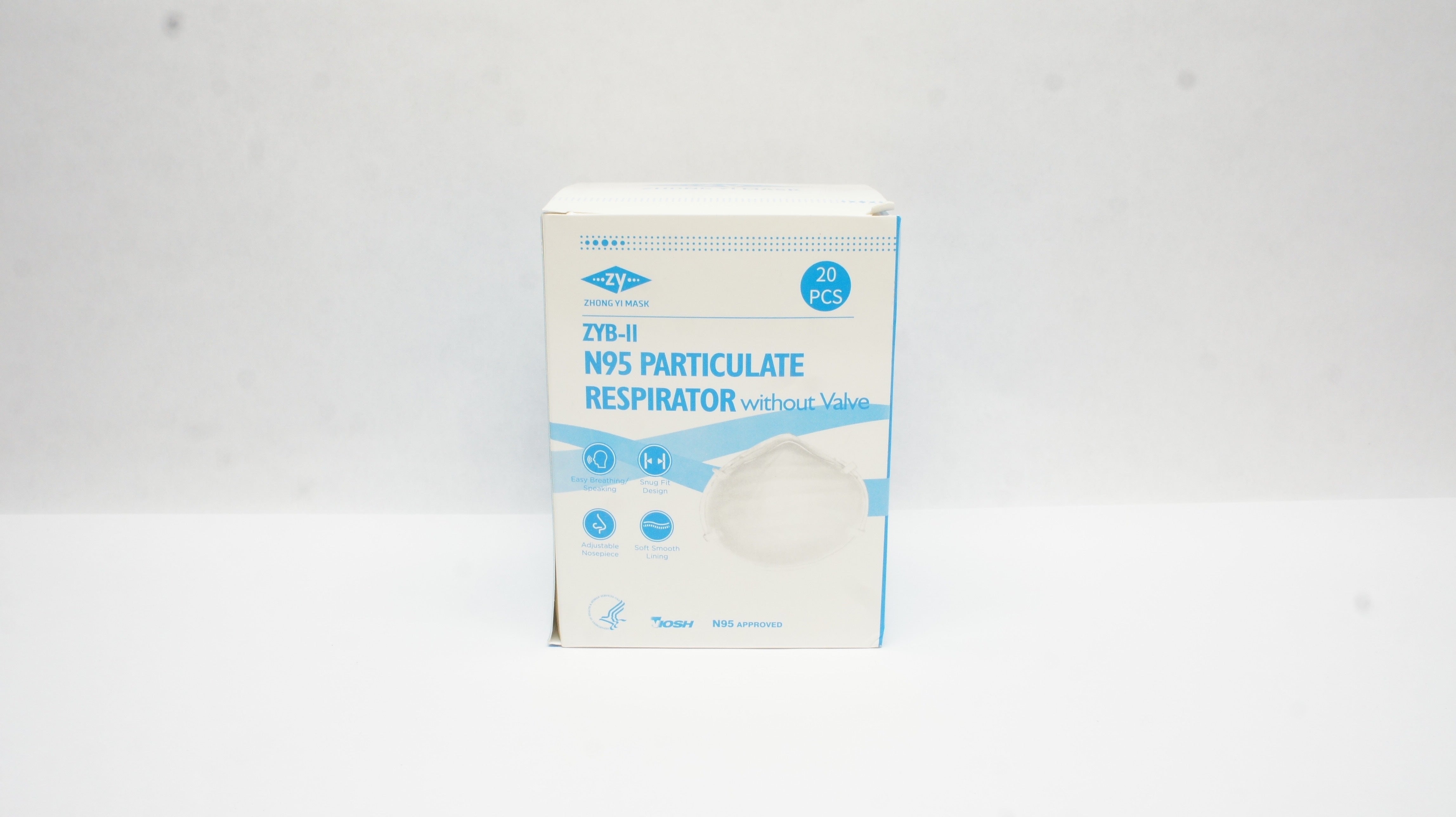 Zhong YI Mask ZYB-II N95 Particulate Respirator without Valve (x) - Box of 20