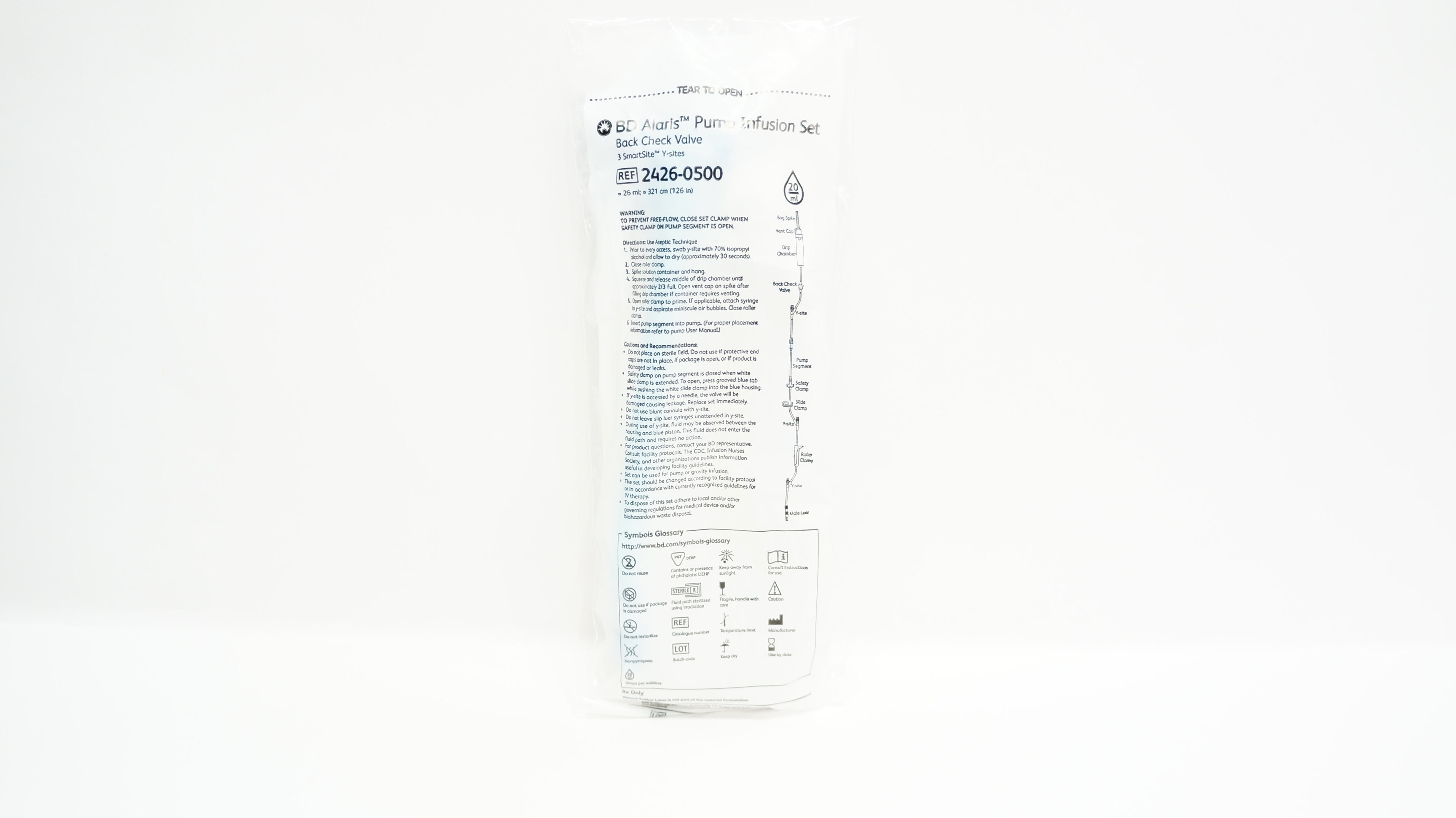 BD 2426-0500 Alaris Pump Infusion Set 26mL x 126inch 20Drops/mL