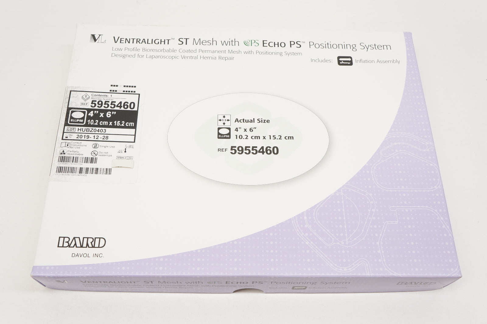 Bard 5955460 Ventralight ST Mesh with Echo PS: 4 x 6 Ellipse (x)