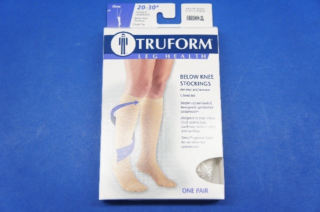 Truform 8865WH-2L 2X-Large size Compression Stocking Soft Top Closed Toe 20-30 mmHg