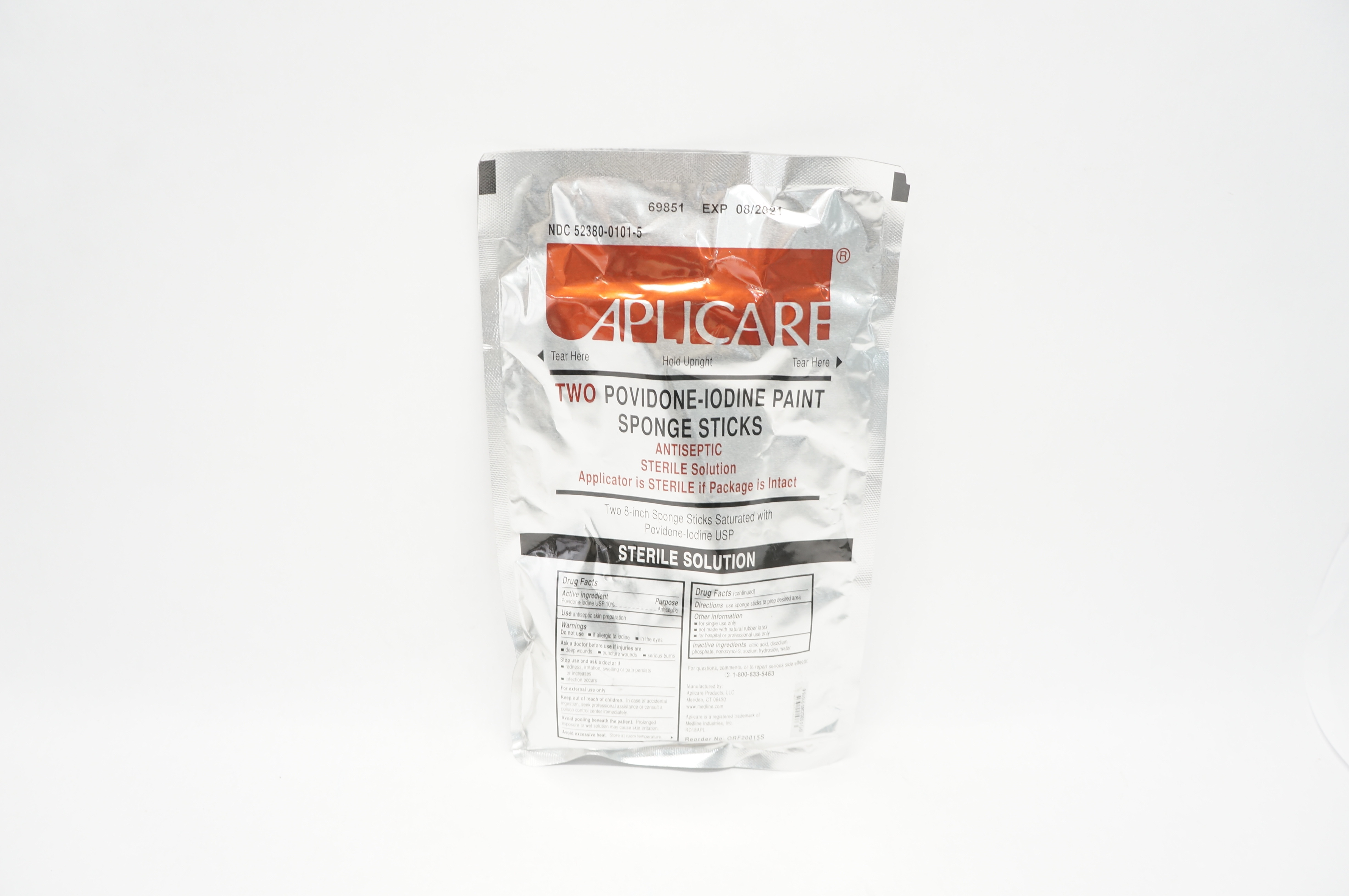 Aplicare ORF20015S Two Povidone-Iodine Paint Sponge Sticks 8inch