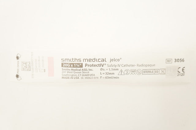 Smiths Medical 3056 JELCO ProtectIV Safety I.V. Cath. 20G x 1-1/4inch 63ml/min