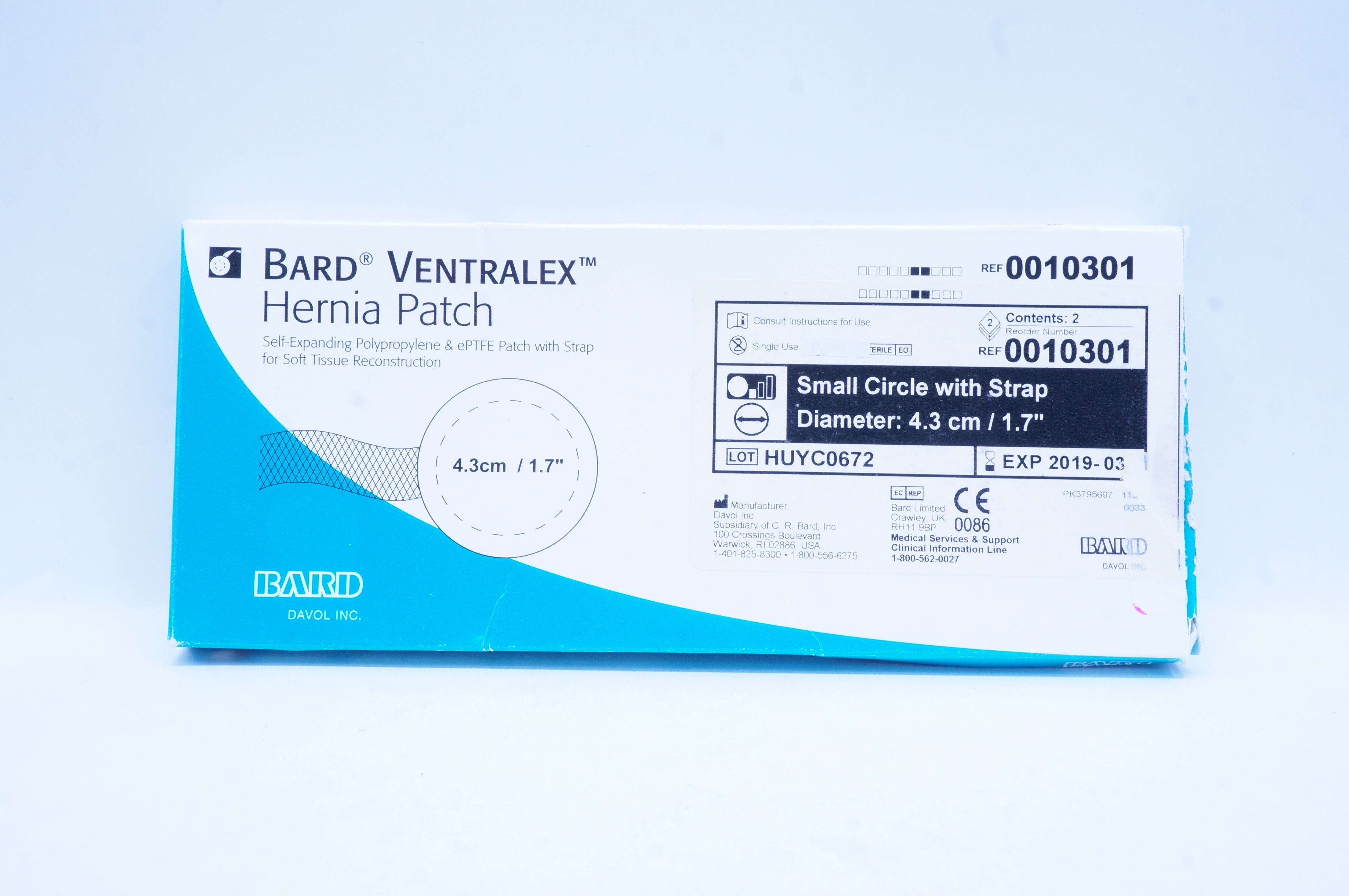 Bard 0010301 Ventralex Hernia Patch Small Circle with Strap 1.7inch (x)-Box of 1