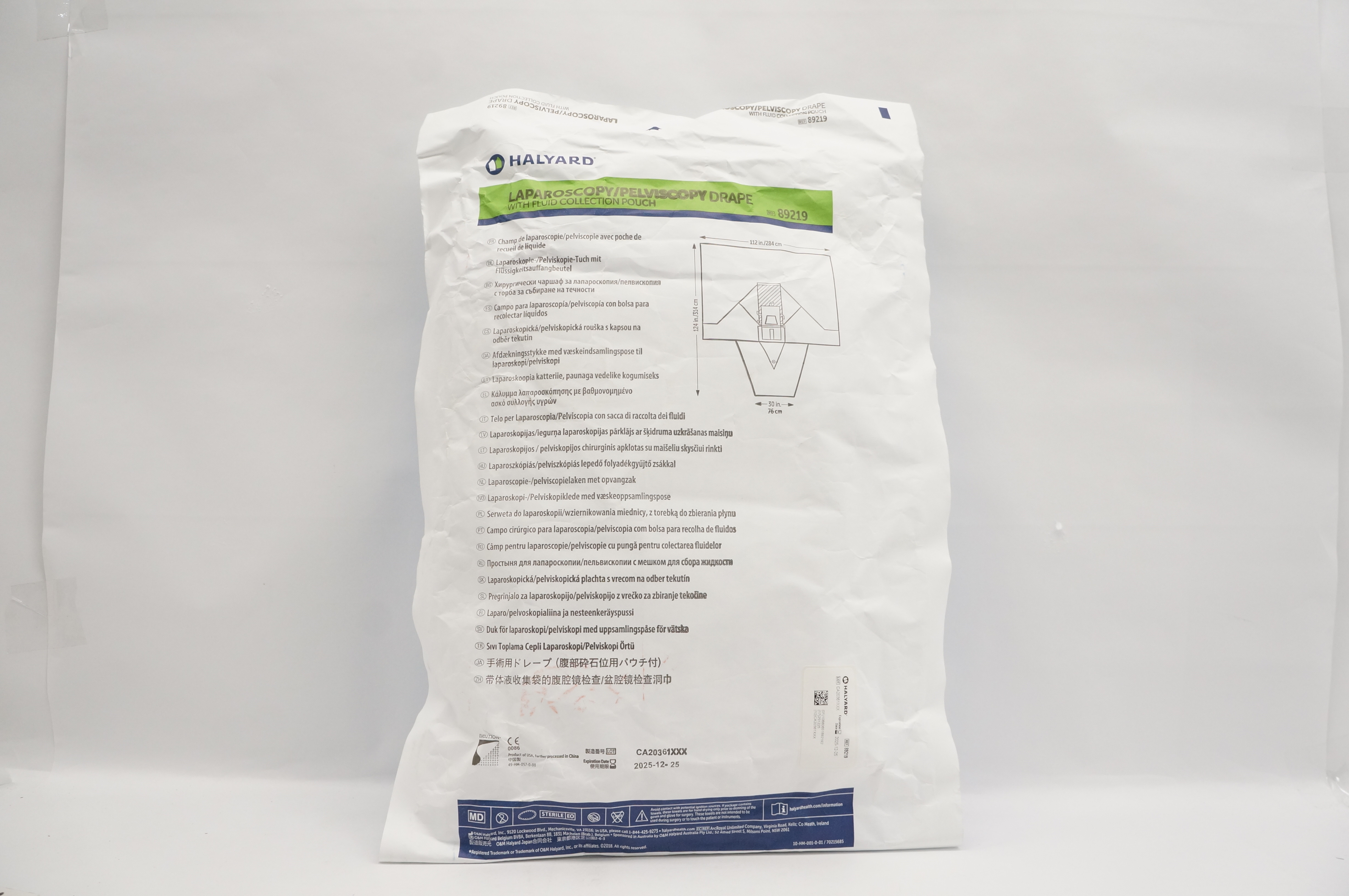 Halyard 89219 Laparoscopy/Pelviscopy Drape 112 inch x 124inch