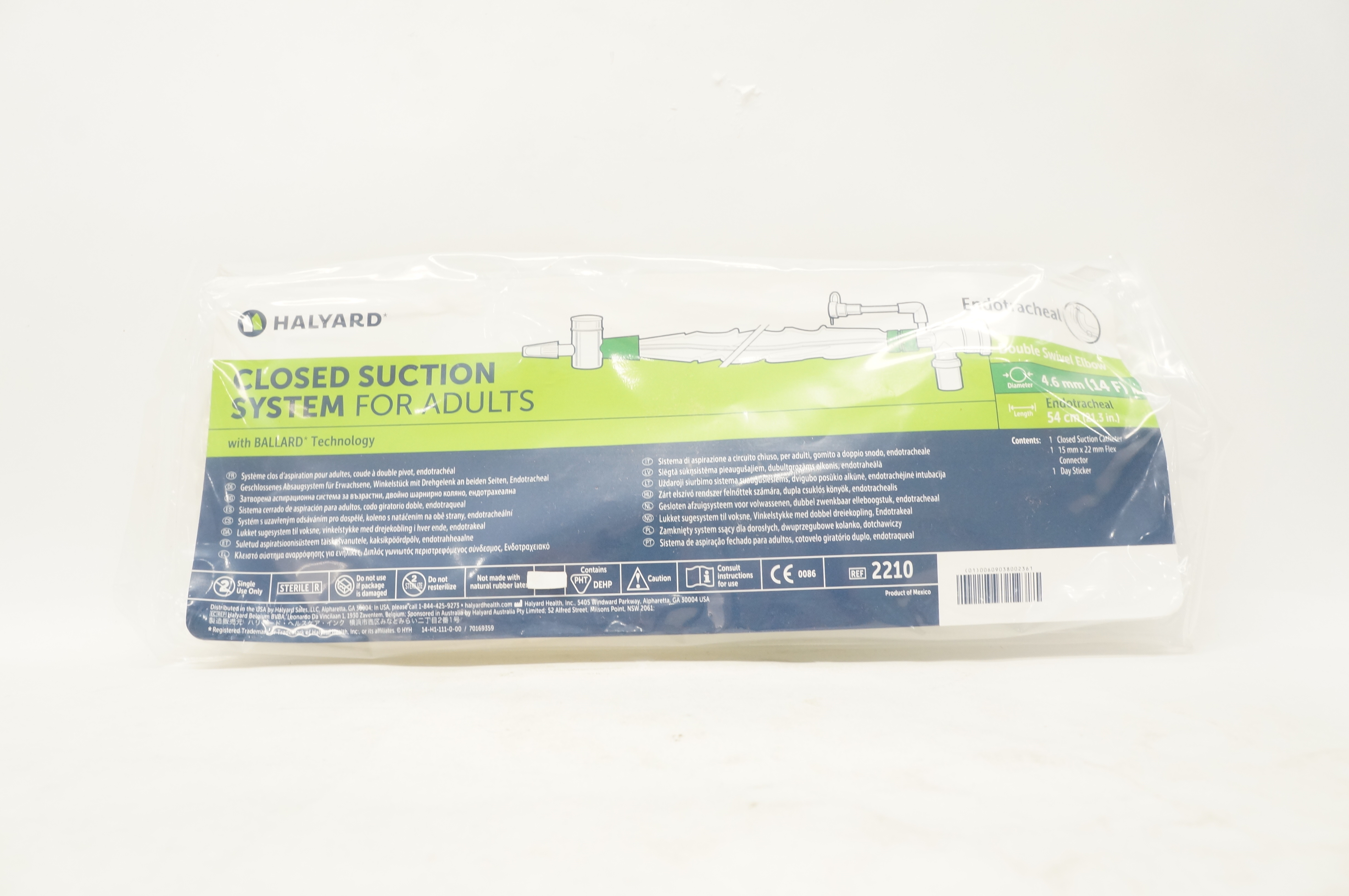 Halyard 2210 Closed Suction System for Adults 14F x 54cm