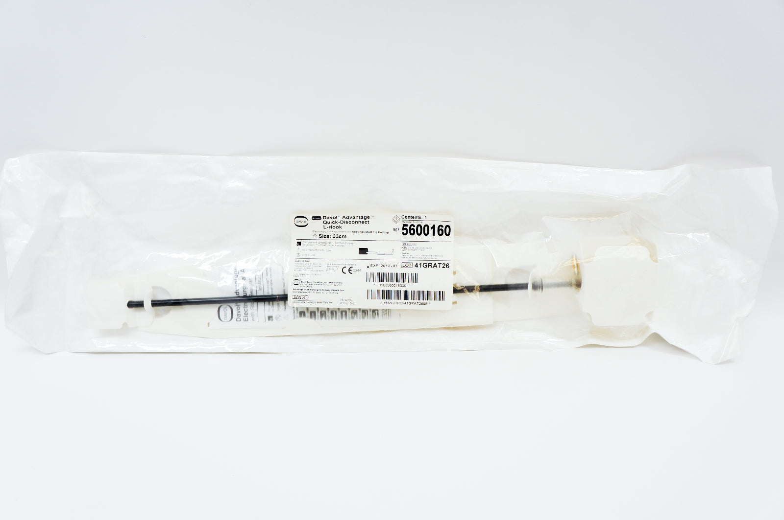 Bard 5600160 Davol Advantage Quick-Disconnect L-Hook, Size 33cm (x)