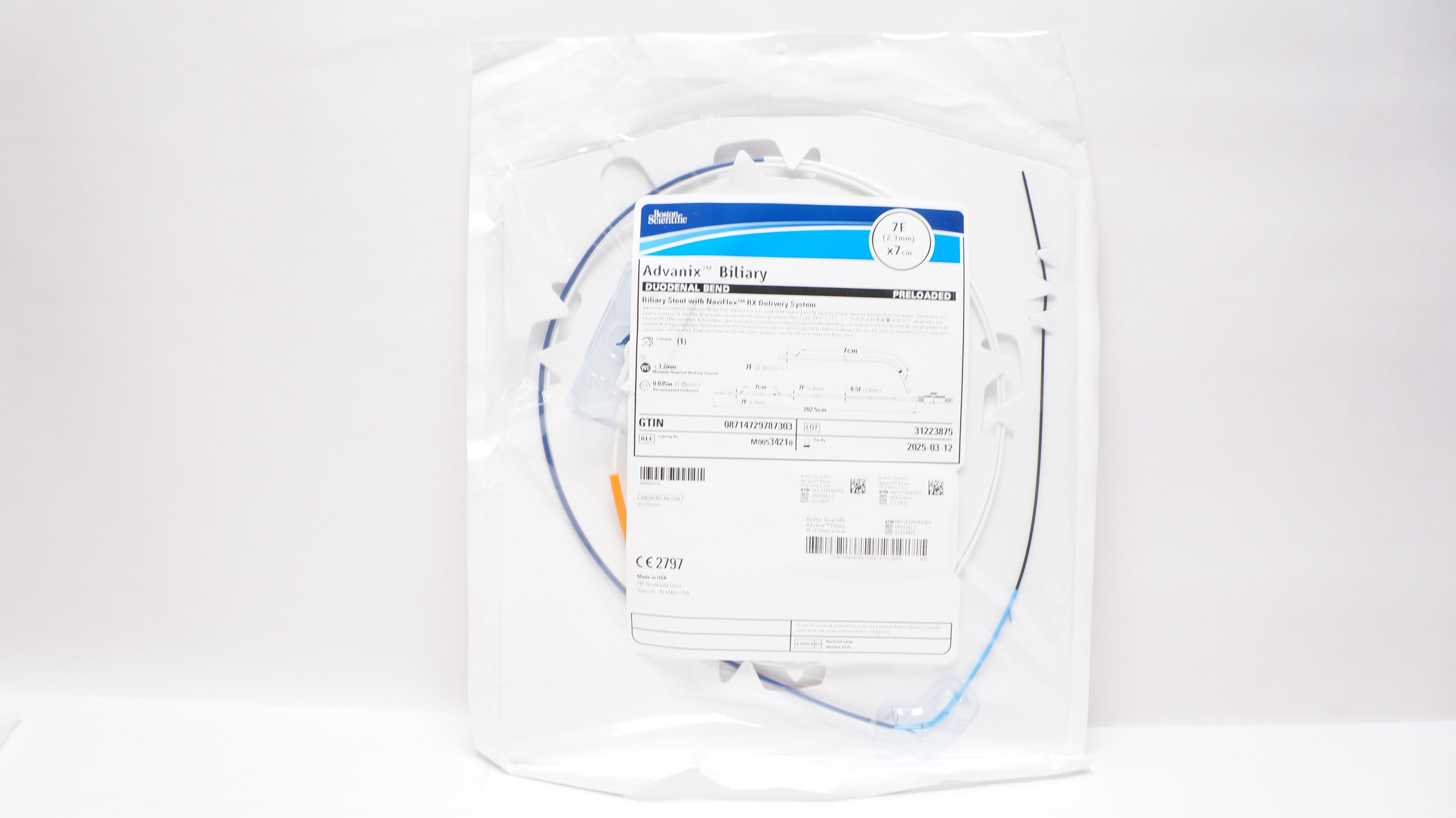 Boston Scientific M00534210 Advanix Biliary Stnt Duodenal Bend 7F x 7cm