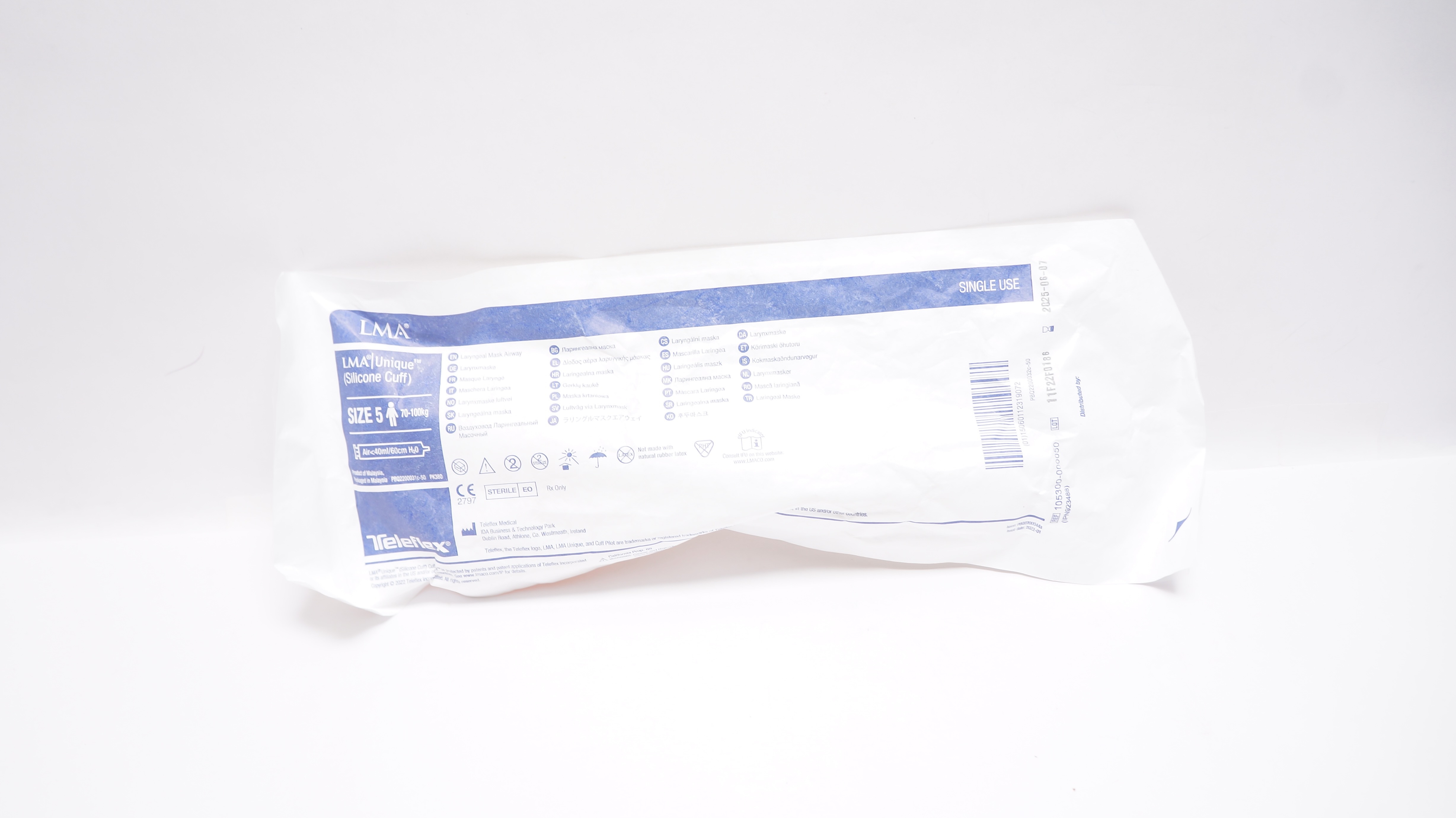 Teleflex 105300-000050 Laryngeal Mask Aiway Size 5 70-100kg Air<40ml/60cm H2O