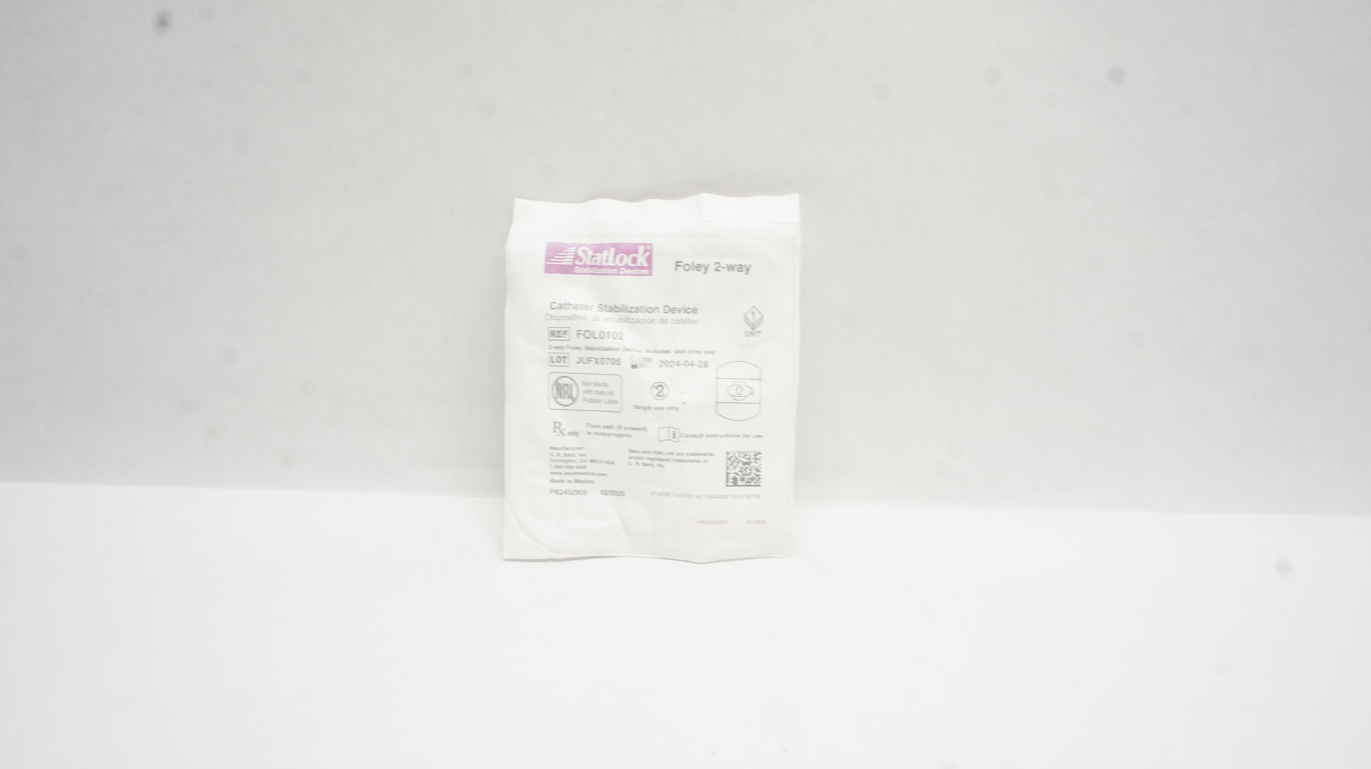 Bard FOL0102 Statlock Cath. Stabilization Device Foley 2-Way