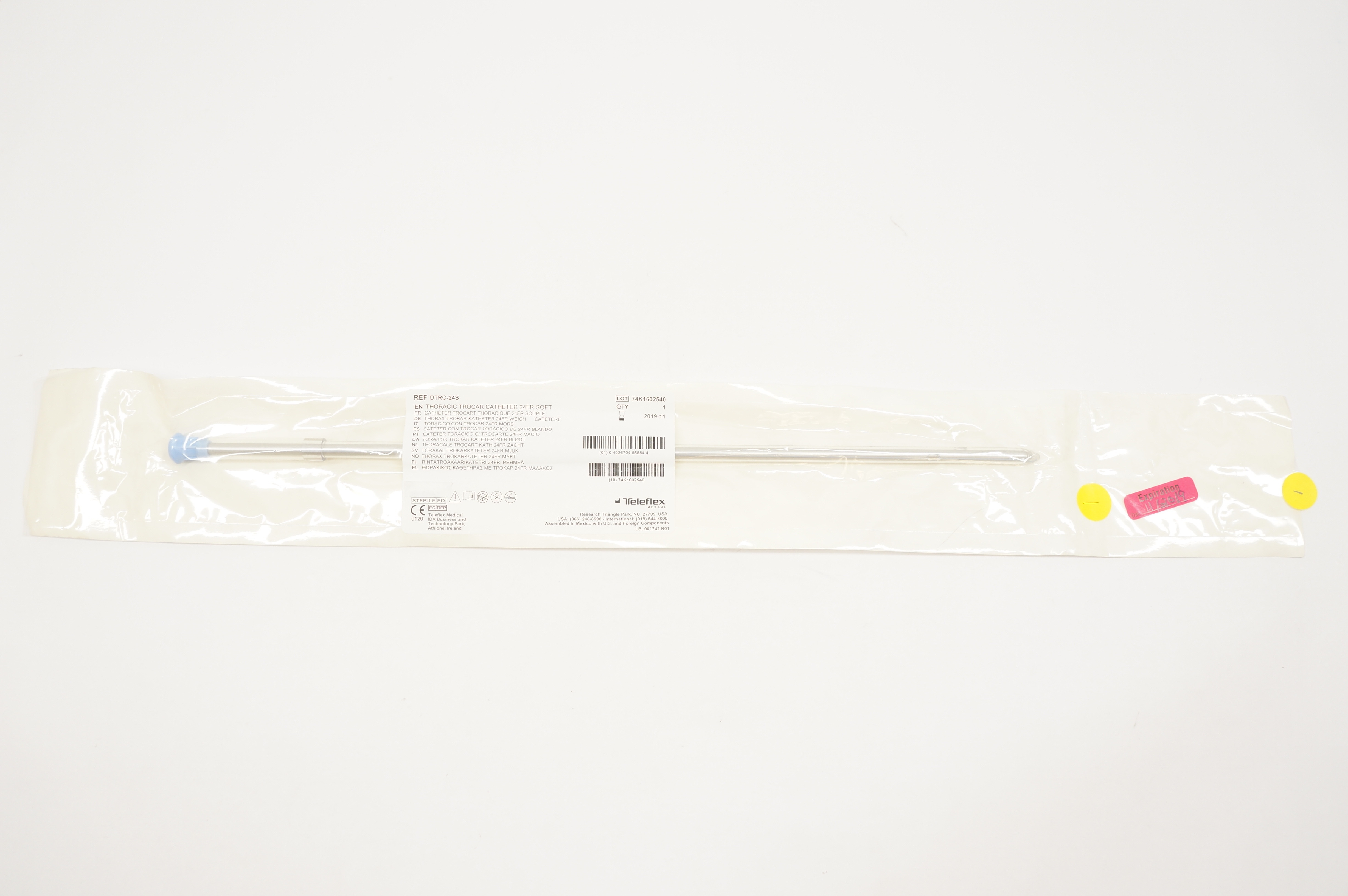 Teleflex DTRC-24S Thoracic Trocar Cath. 24Fr. Soft (x)
