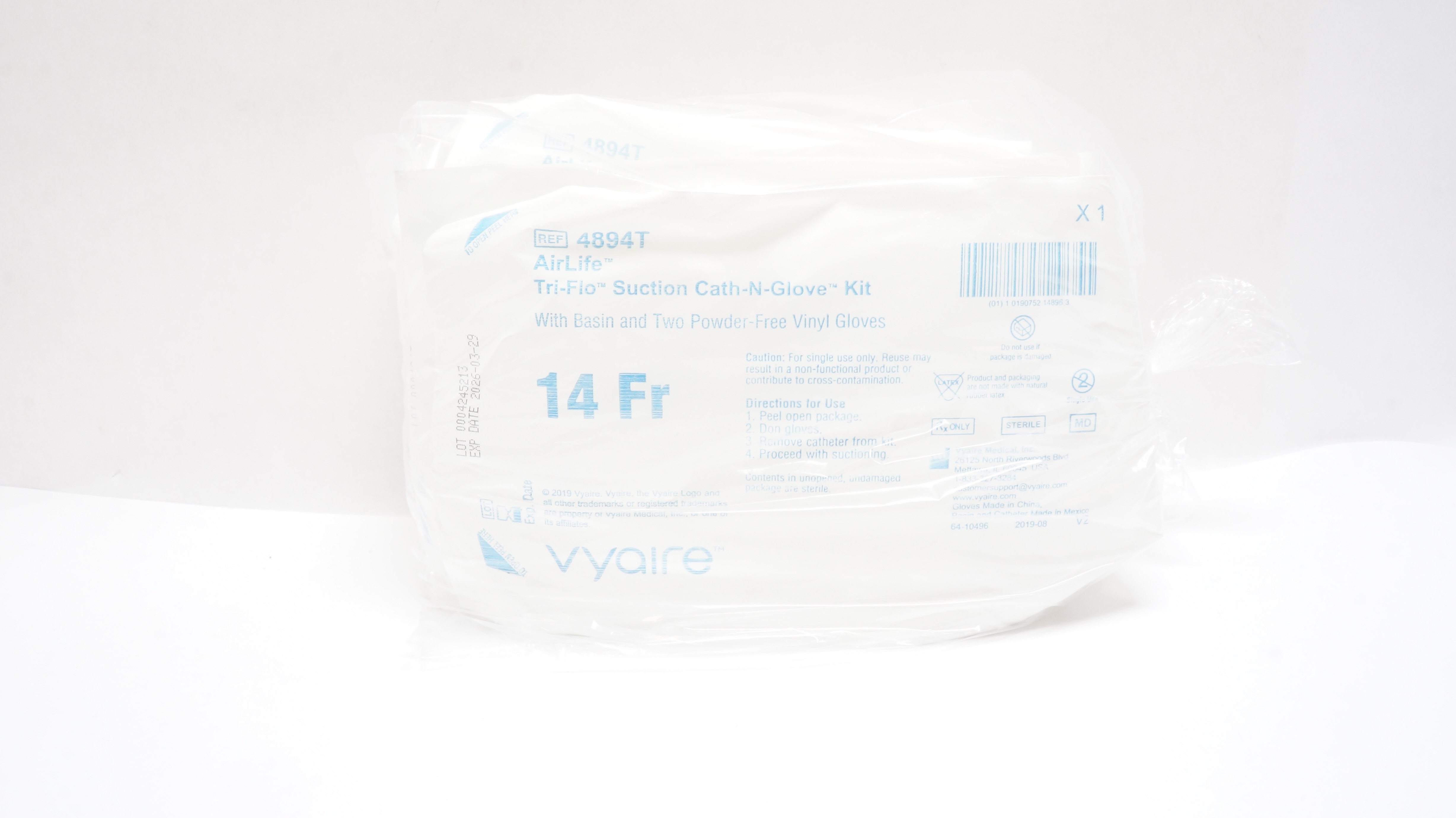 Vyaire 4894T AirLife Tri-Flo Suction Cath-N-Grove Kit 14Fr