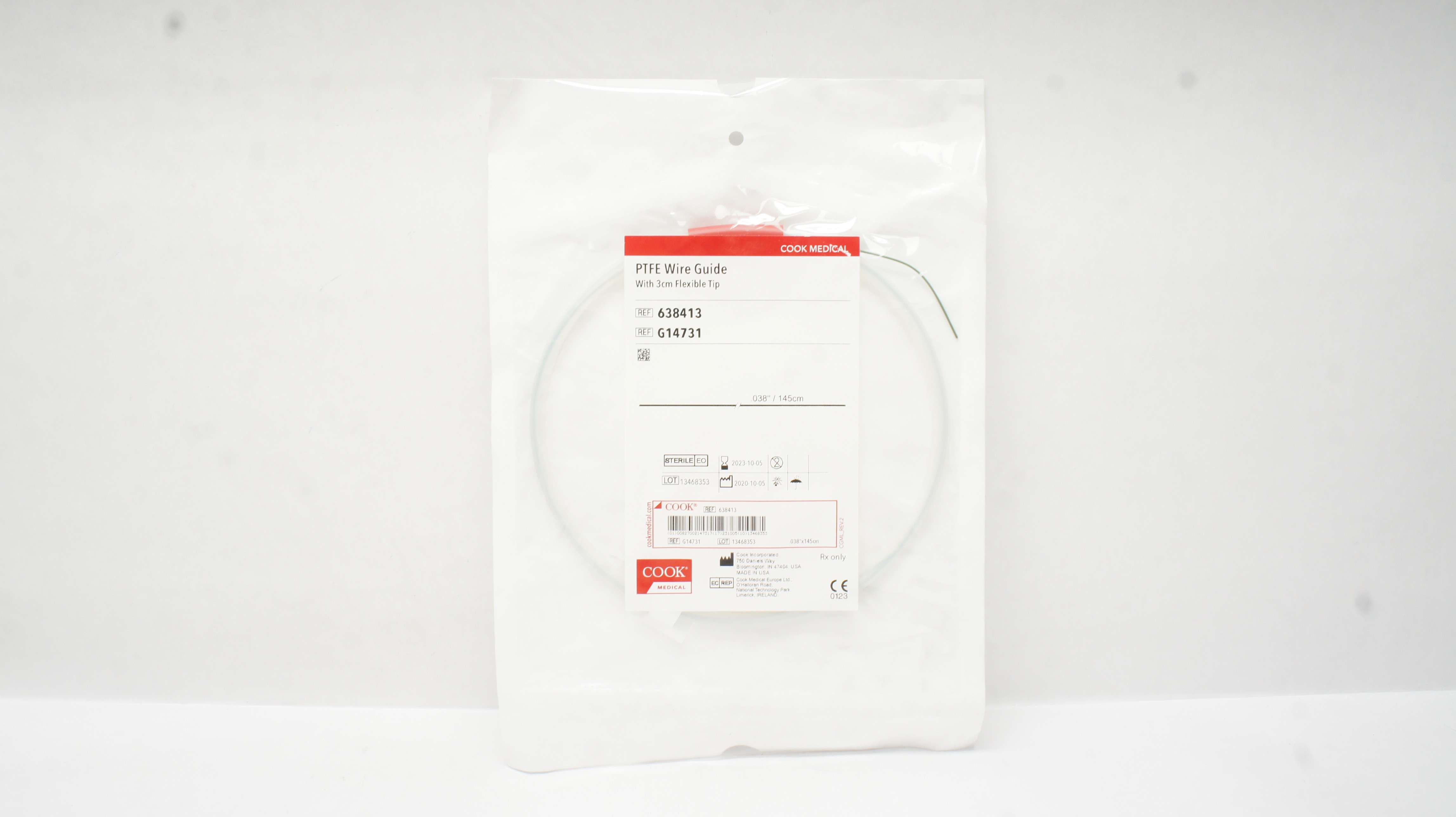 Cook Medical G14731 PTFE Wire Guide W/3cm Flexible Tip 038In/145cm (x)