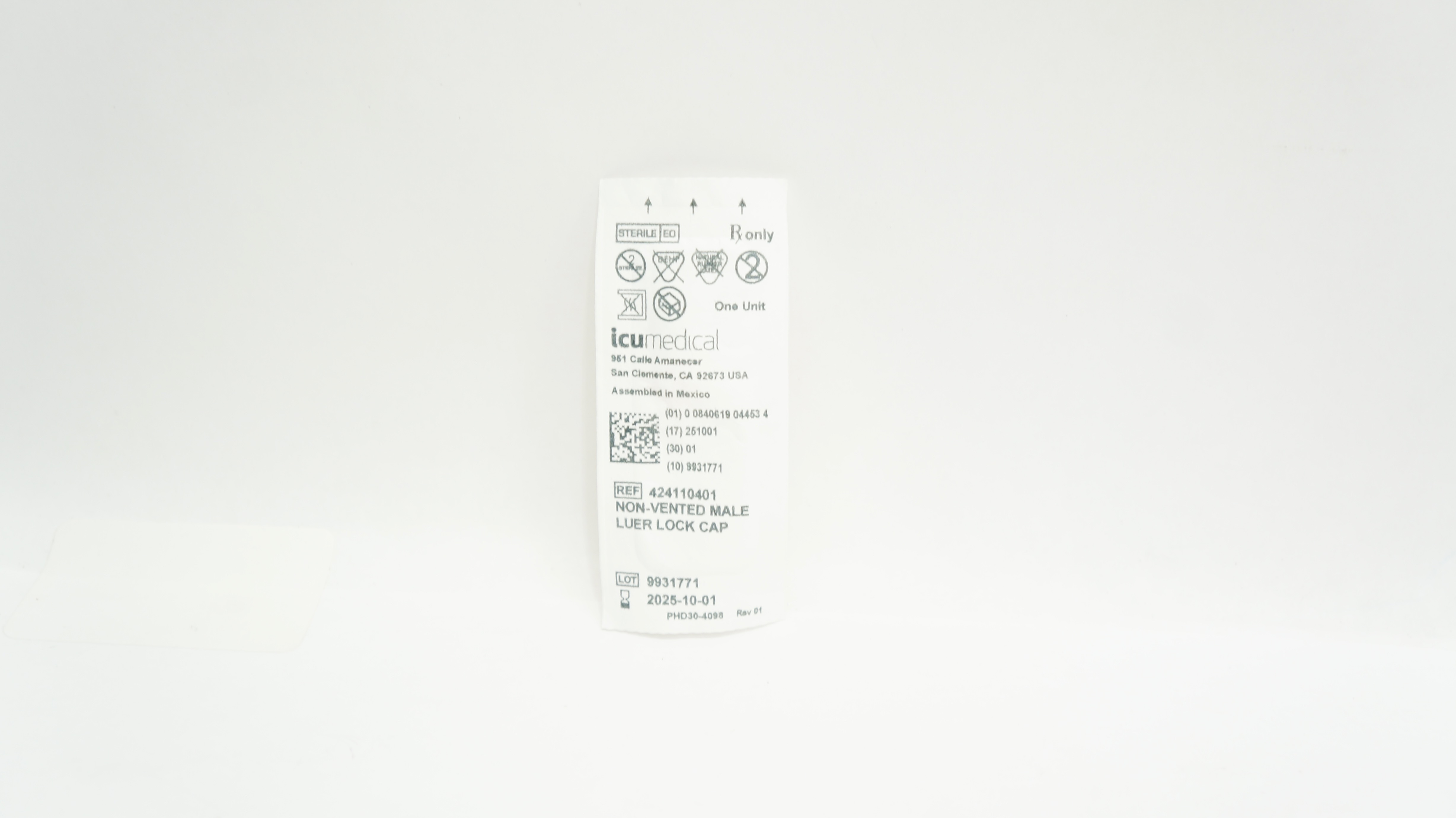 ICU Medical 424110401 Non-Vented Male Luer Lock Cap