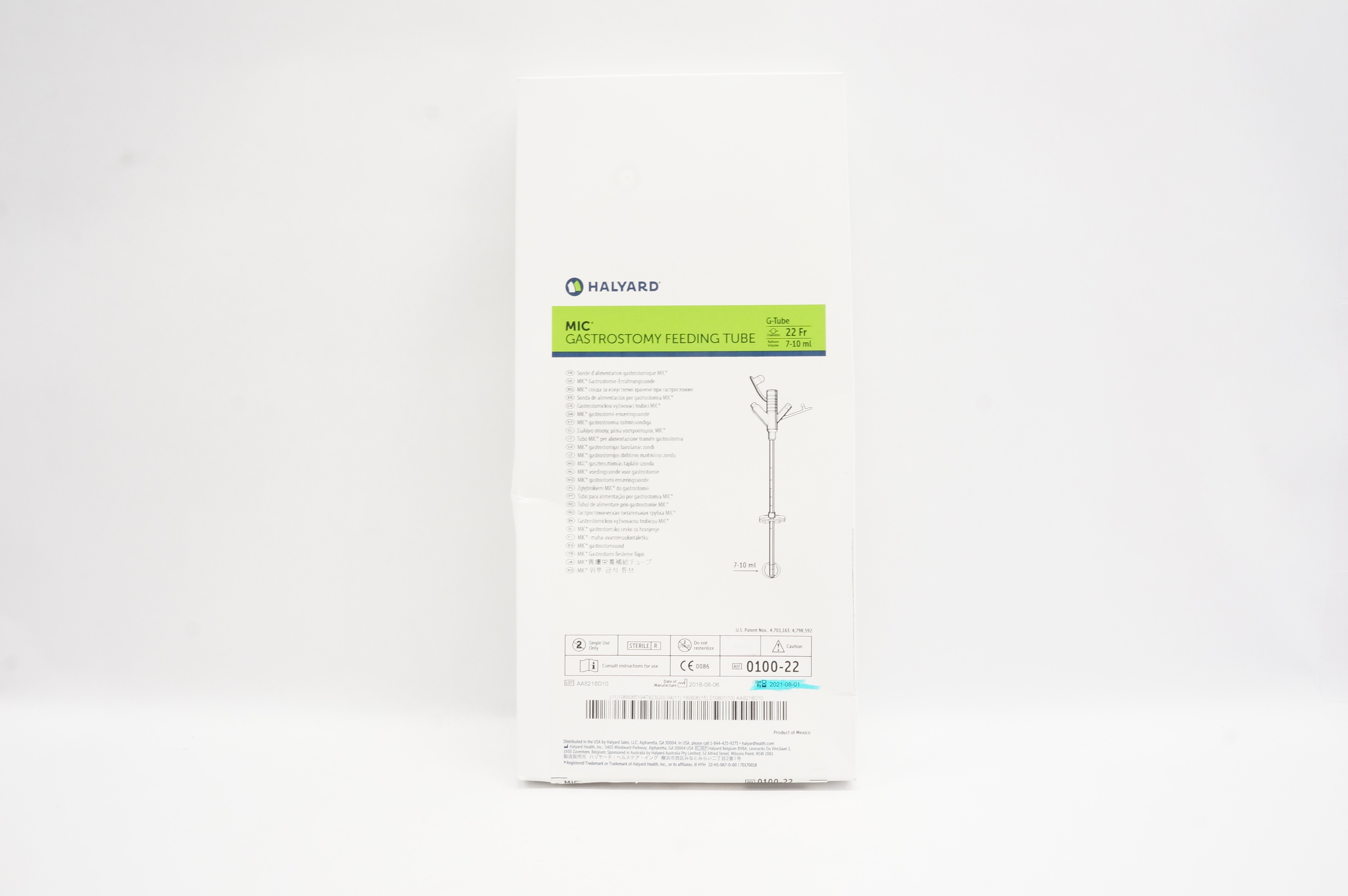 Halyard 0100-22 MIC Gastrostomy Feeding Tube 22 Fr 7-10ml (x)