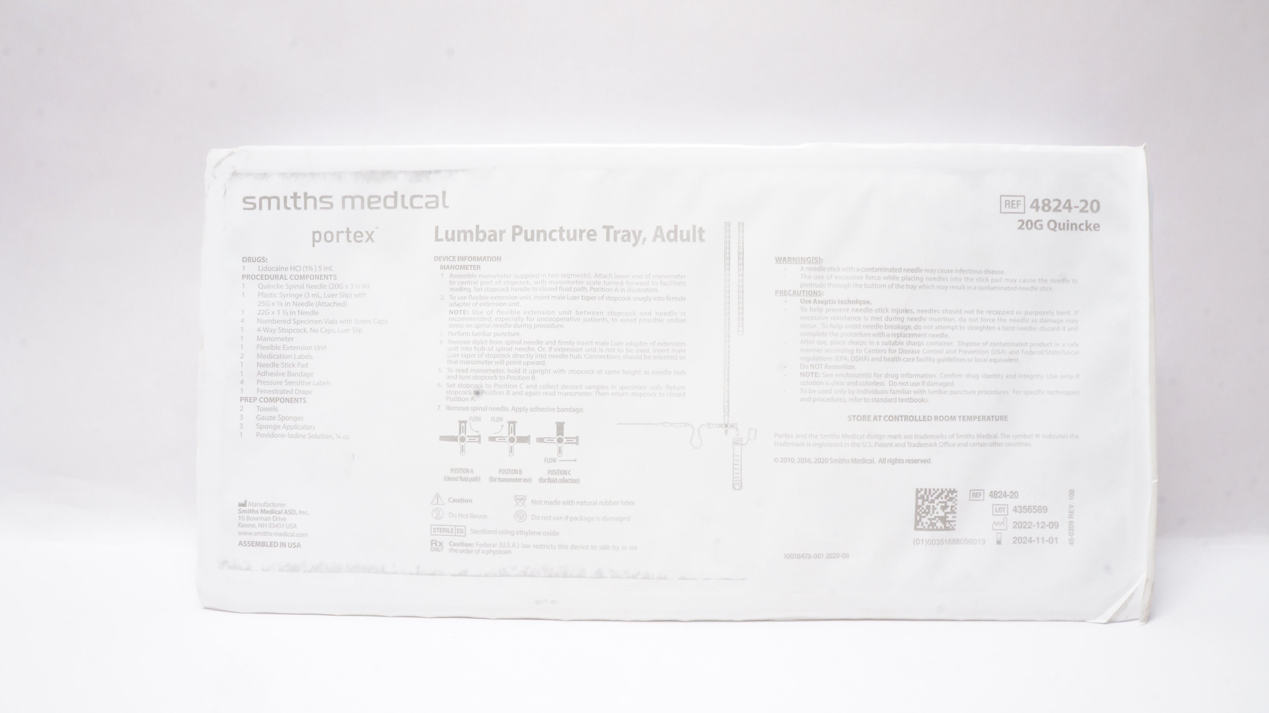 Smiths Medical 4824-20 Portex Lumbar Puncture Adult 20G Quincke